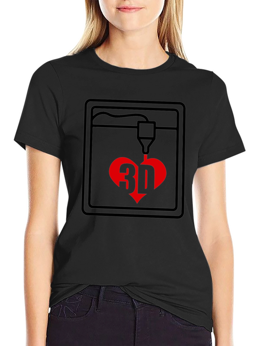 3D Printing Heart T-Shirt - Black Cotton Blend