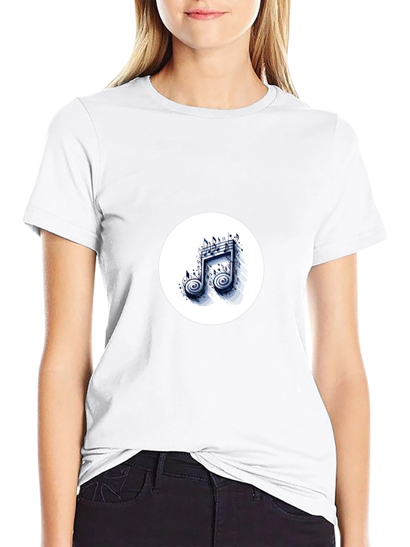 Stylish Black T-Shirt with Music Note Design