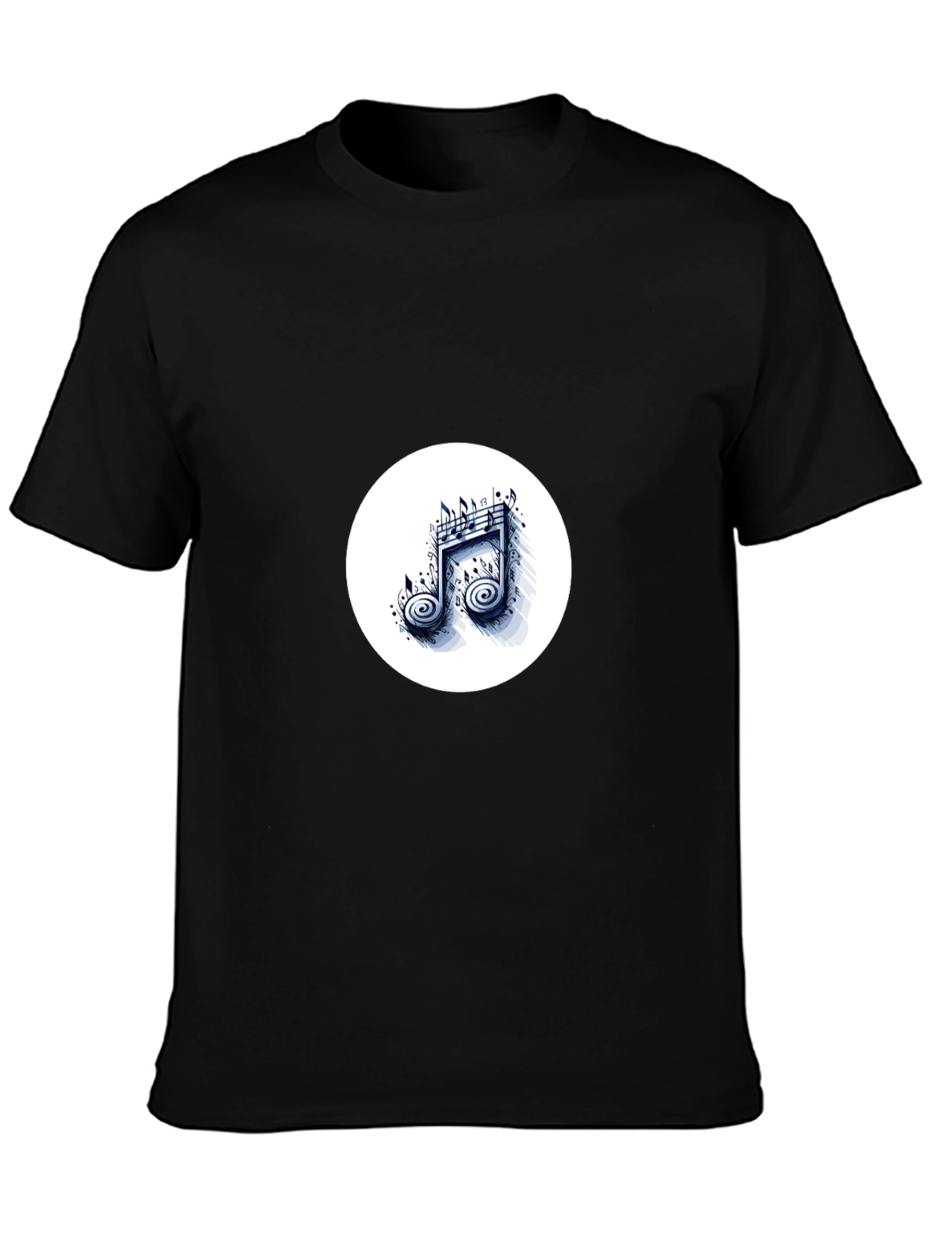 Stylish Black T-Shirt with Music Note Design