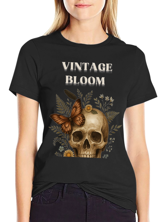Vintage Bloom Skull Graphic Tee