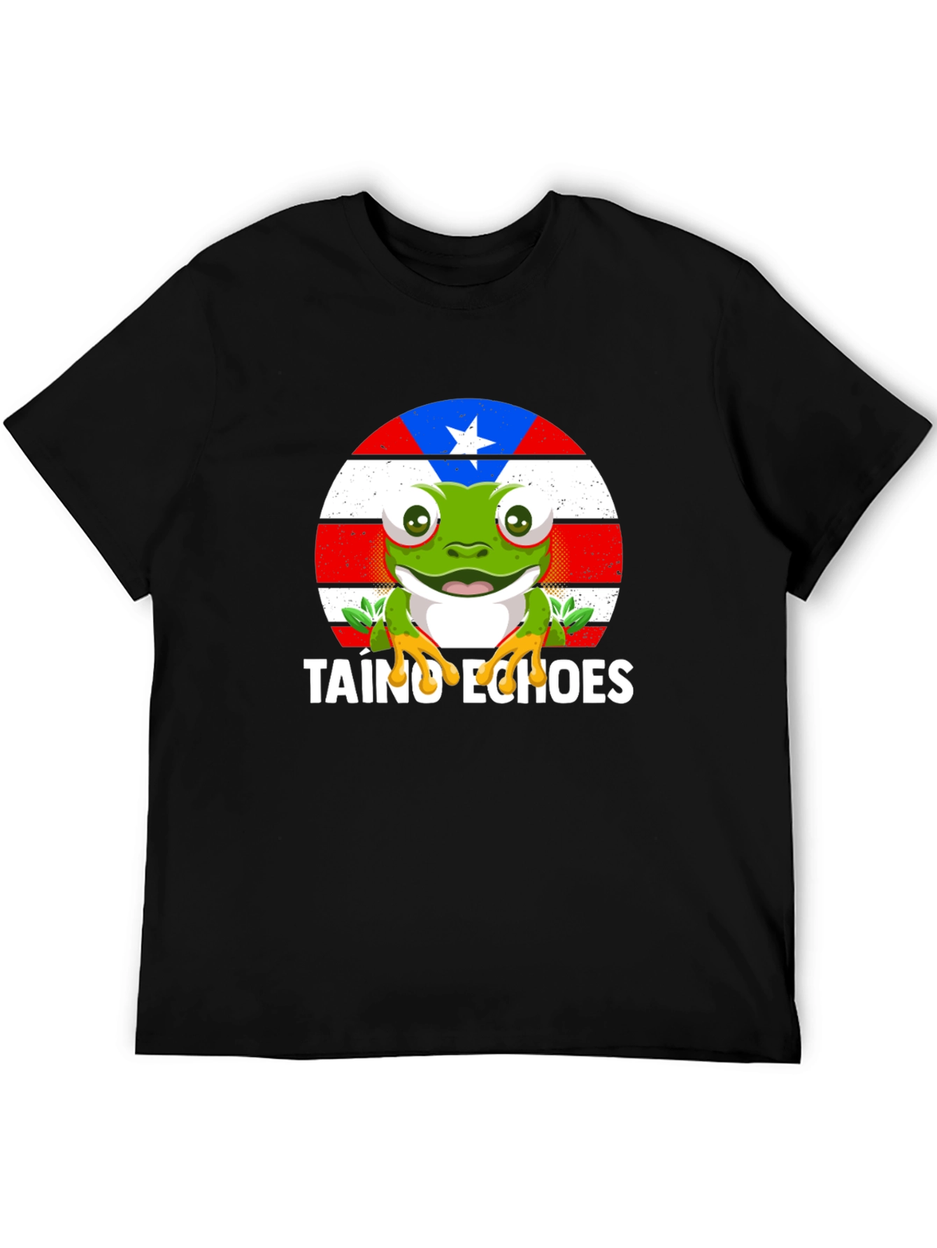 Taino Echoes Frog Graphic Tee - Black Cotton Blend