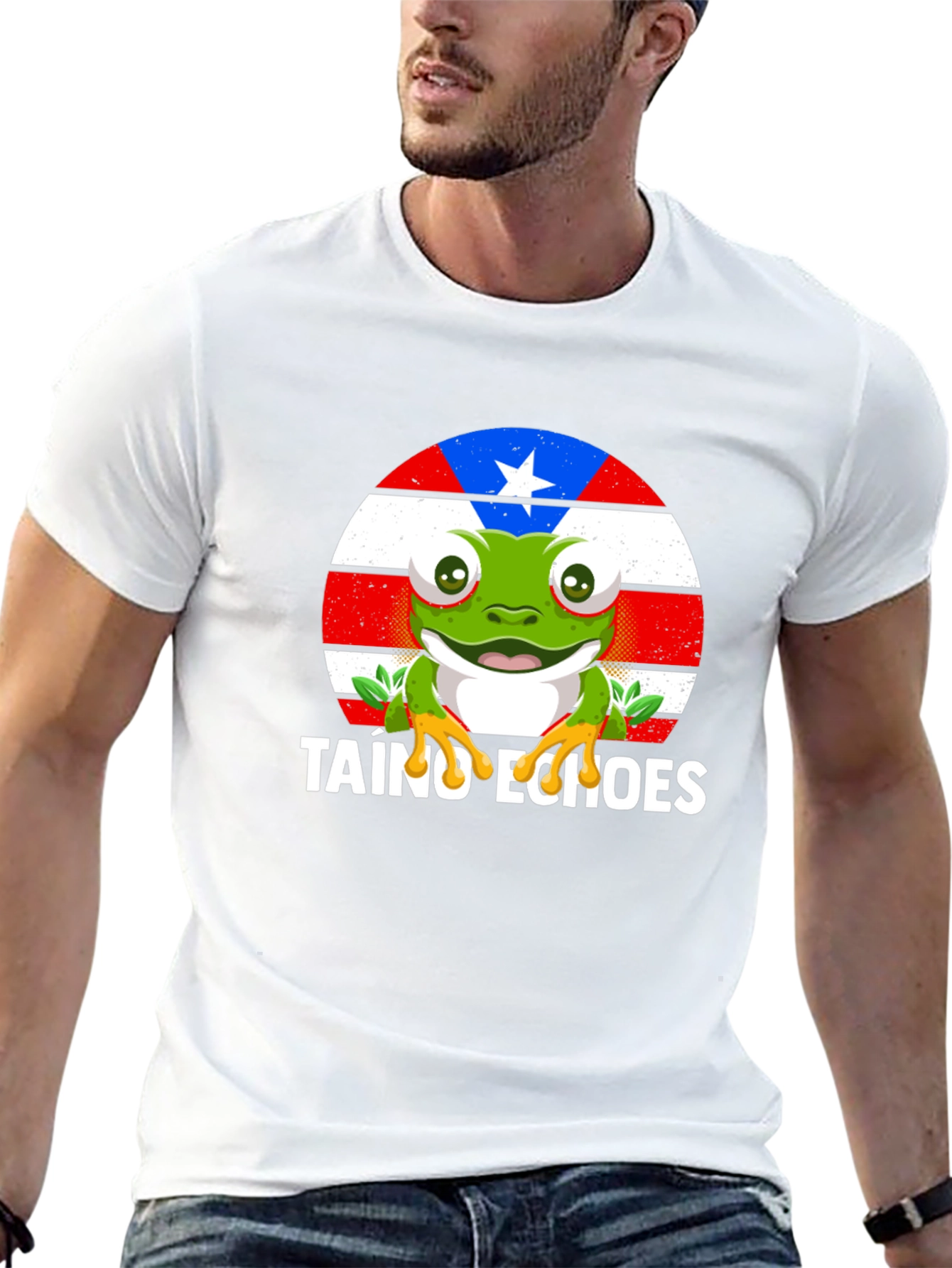 Taino Echoes Frog Graphic Tee - Black Cotton Blend
