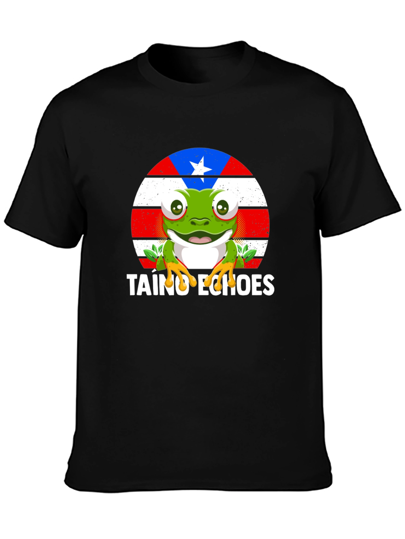 Taino Echoes Frog Graphic Tee - Black Cotton Blend