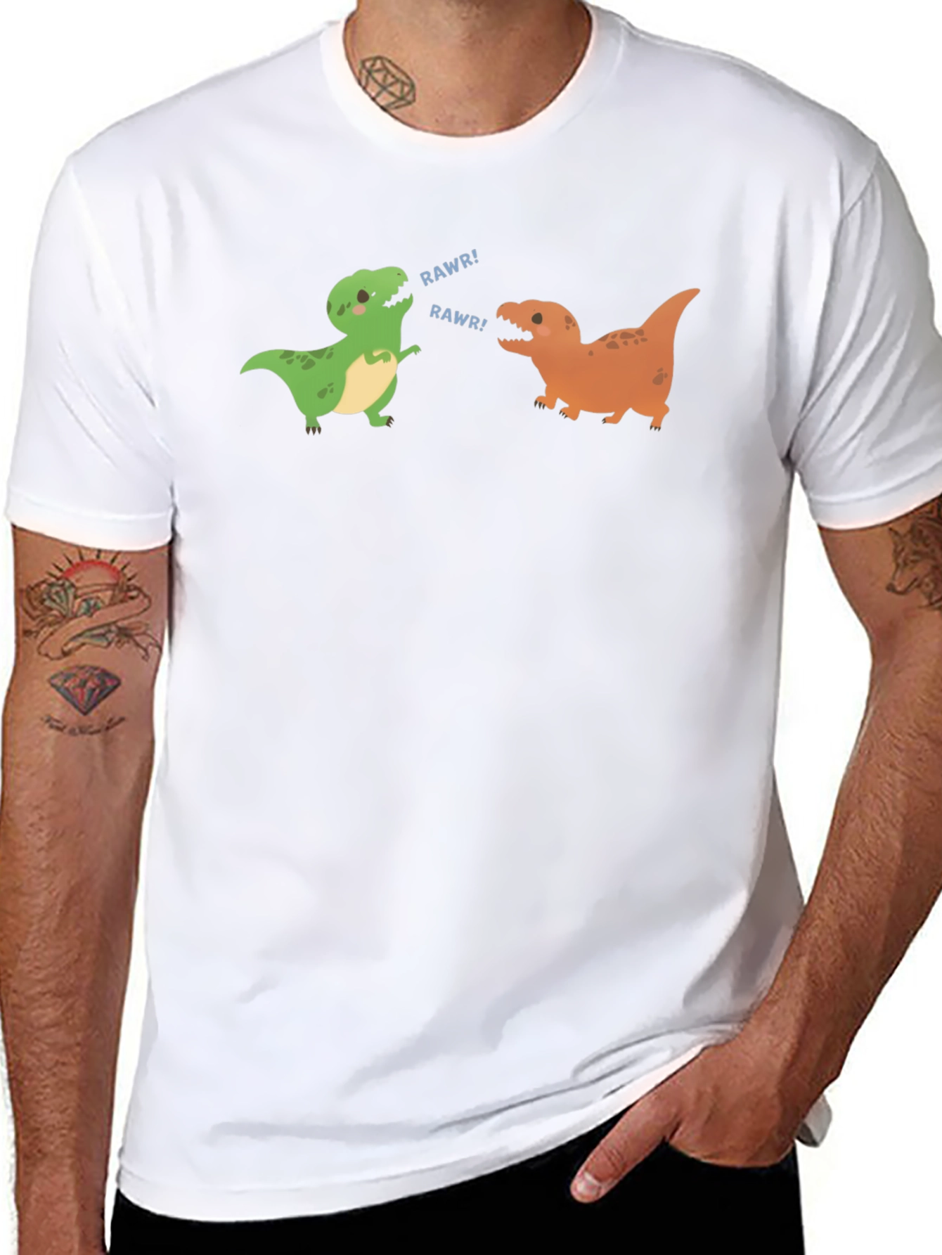 Dinosaur Rawr Graphic Tee - Black Cotton T-Shirt