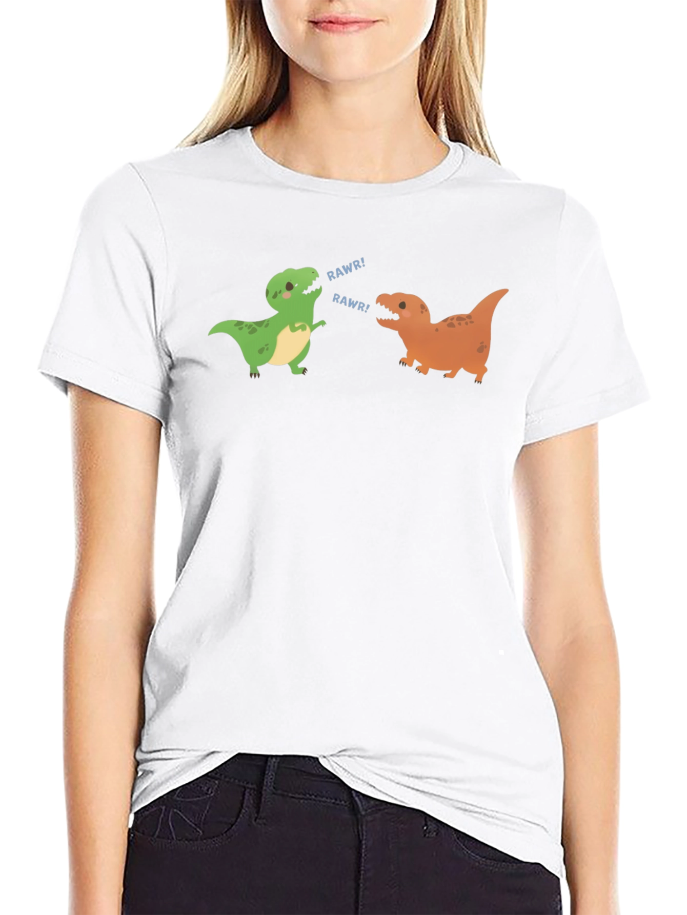 Dinosaur Rawr Graphic Tee - Black Cotton T-Shirt