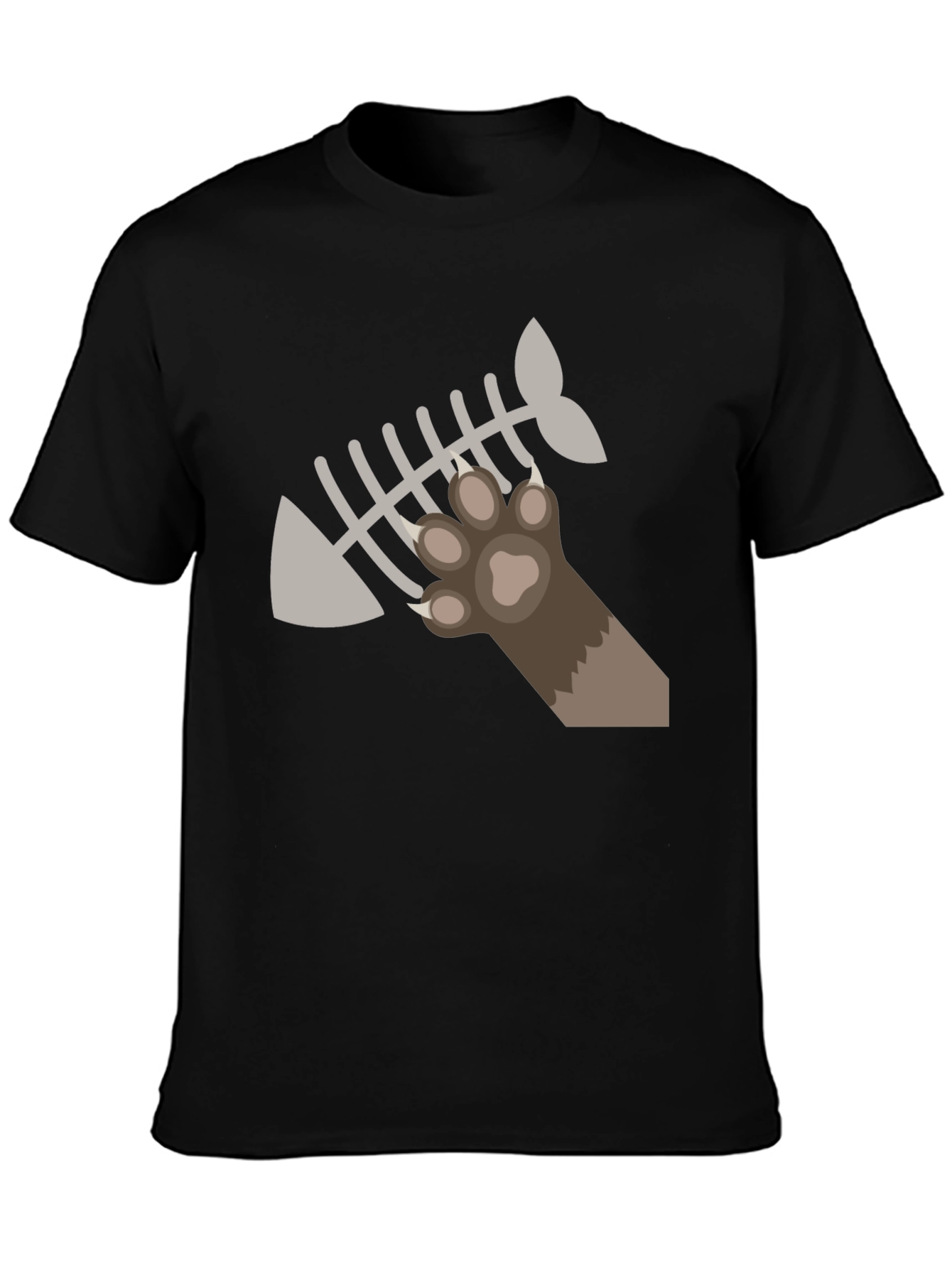 Cat Paw Fishbone Graphic Tee - Black T-Shirt
