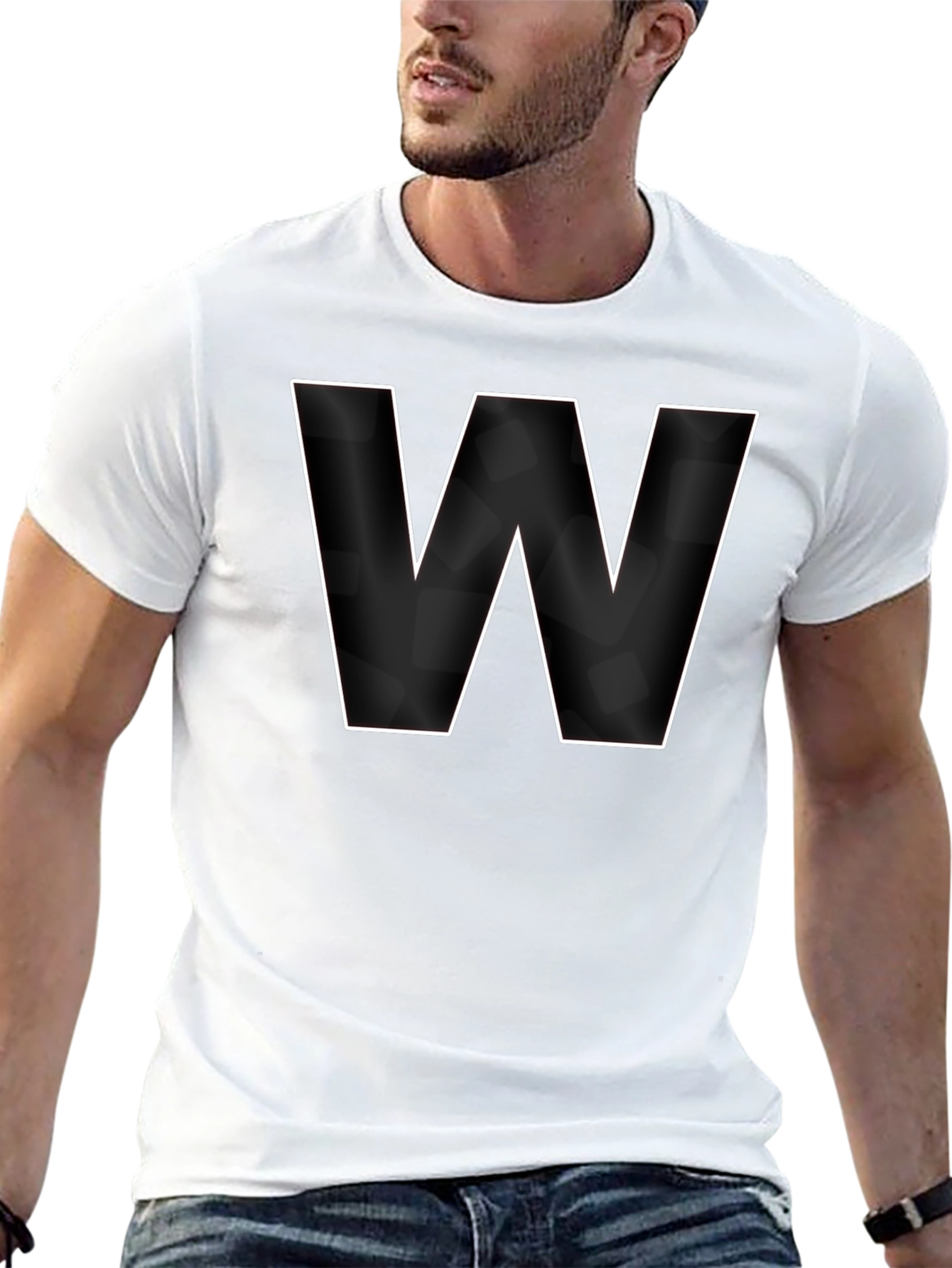Letter W Graphic Black T-Shirt - Modern Style