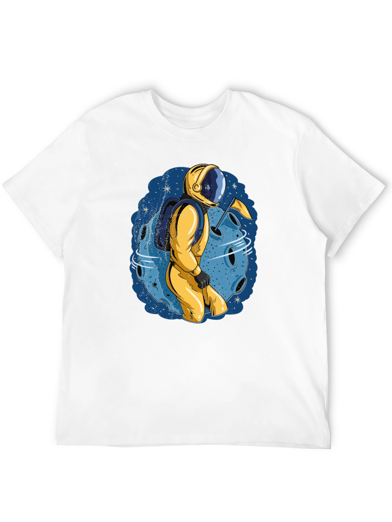 Astronaut Moon Graphic Tee - Black Cotton T-Shirt