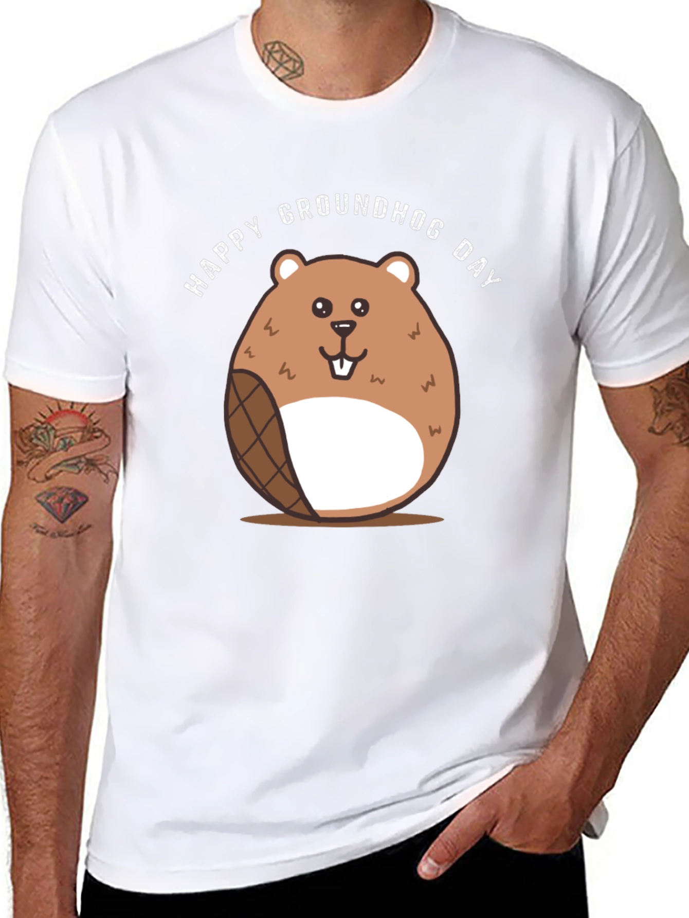 Happy Groundhog Day T-Shirt - Cute Cartoon Design
