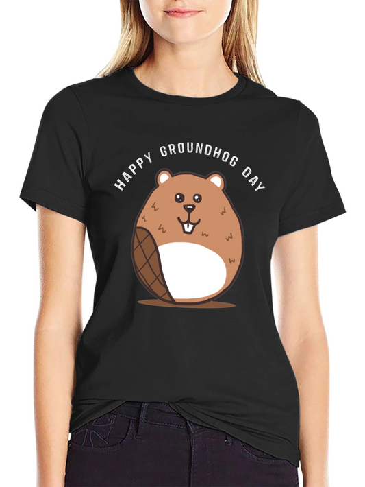 Happy Groundhog Day T-Shirt - Cute Cartoon Design