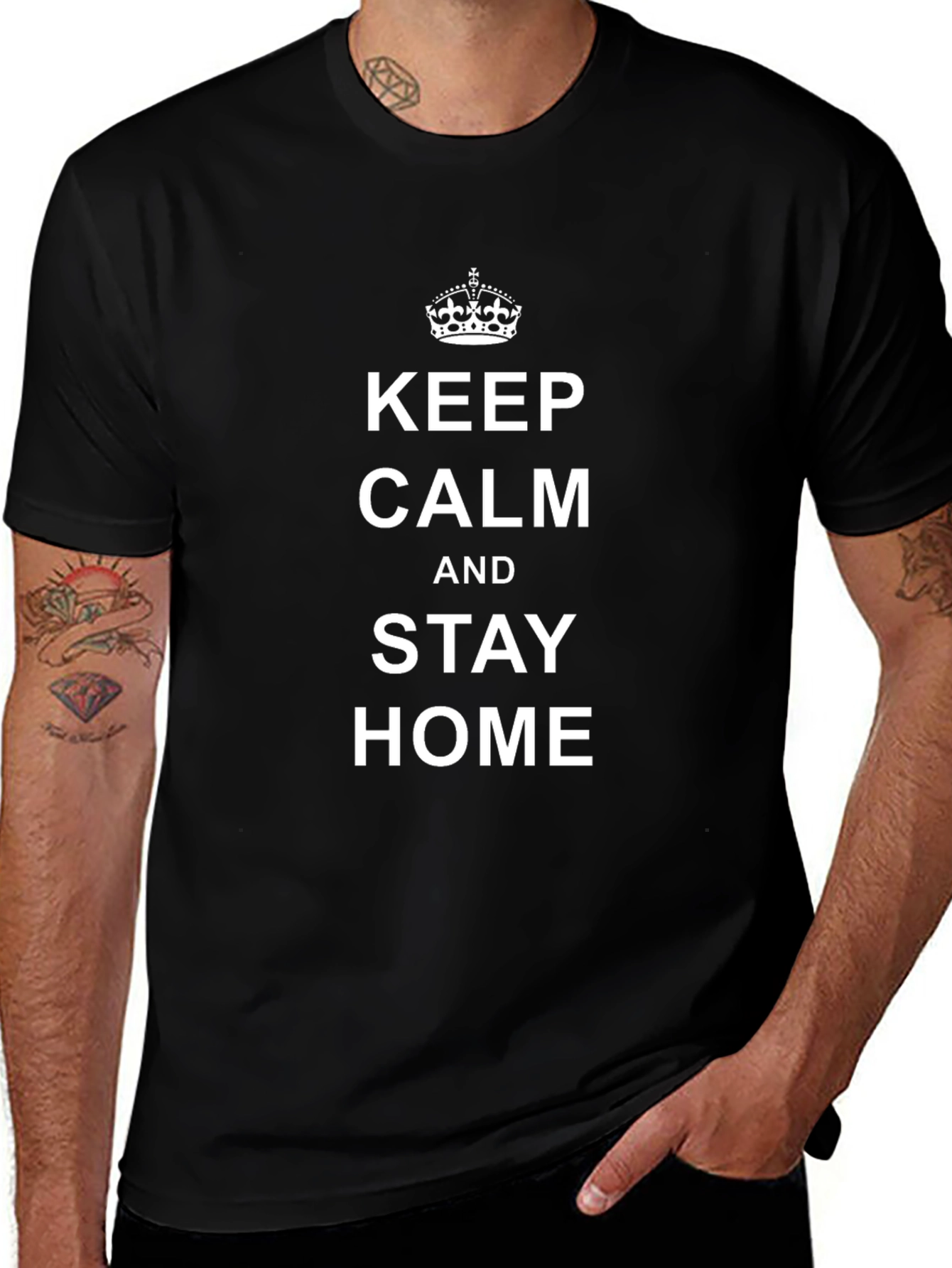 Keep Calm & Stay Home Black T-Shirt
