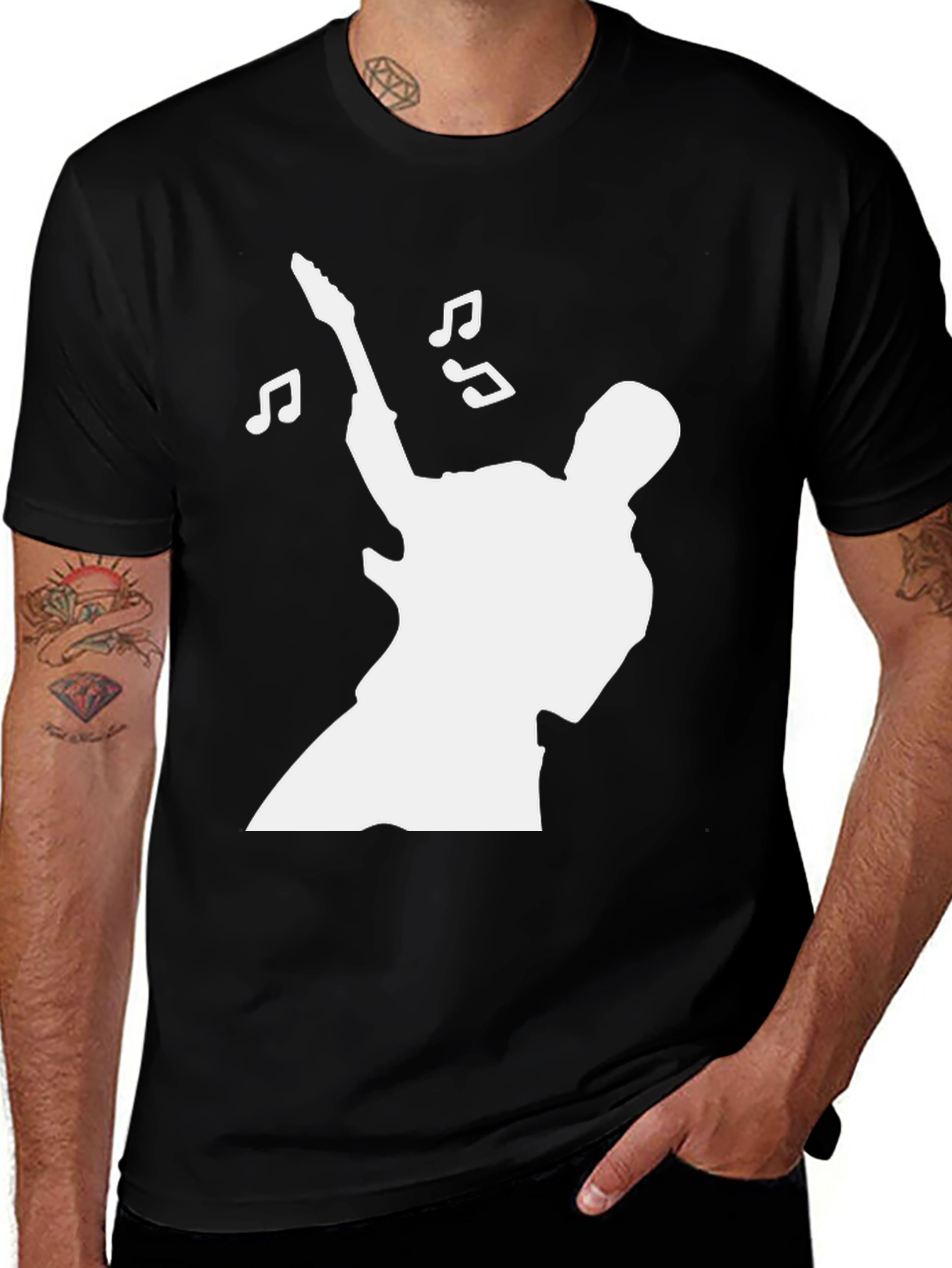 Guitarist Silhouette Graphic Tee - Rock and Roll T-Shirt