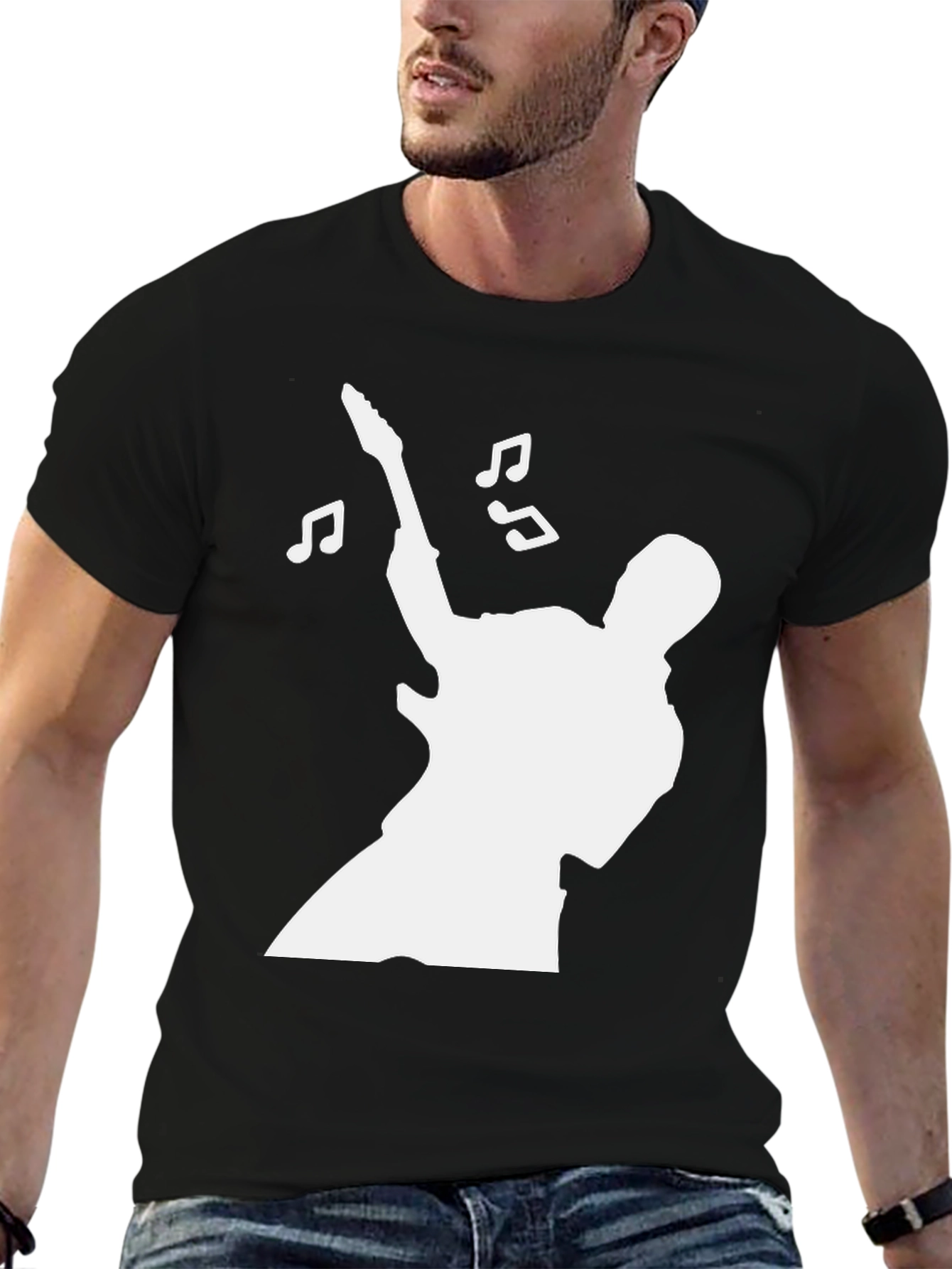 Guitarist Silhouette Graphic Tee - Rock and Roll T-Shirt