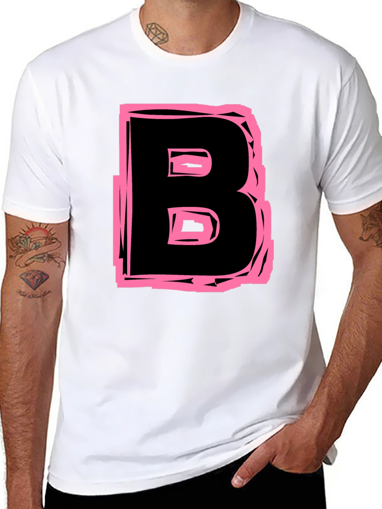 Bold Letter B Graphic Tee - Black