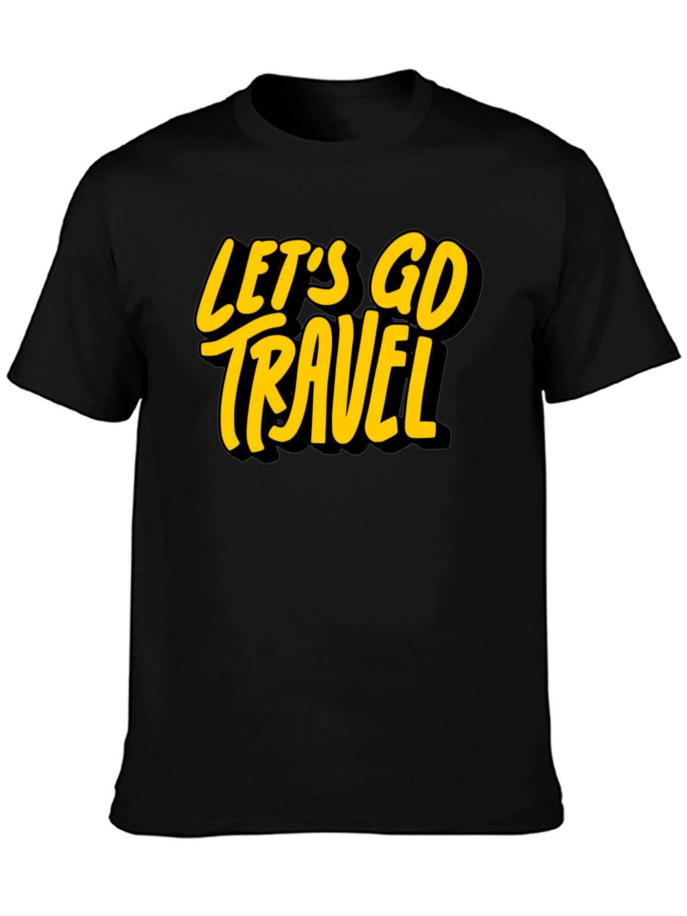 Lets Go Travel Black Graphic Tee Shirt