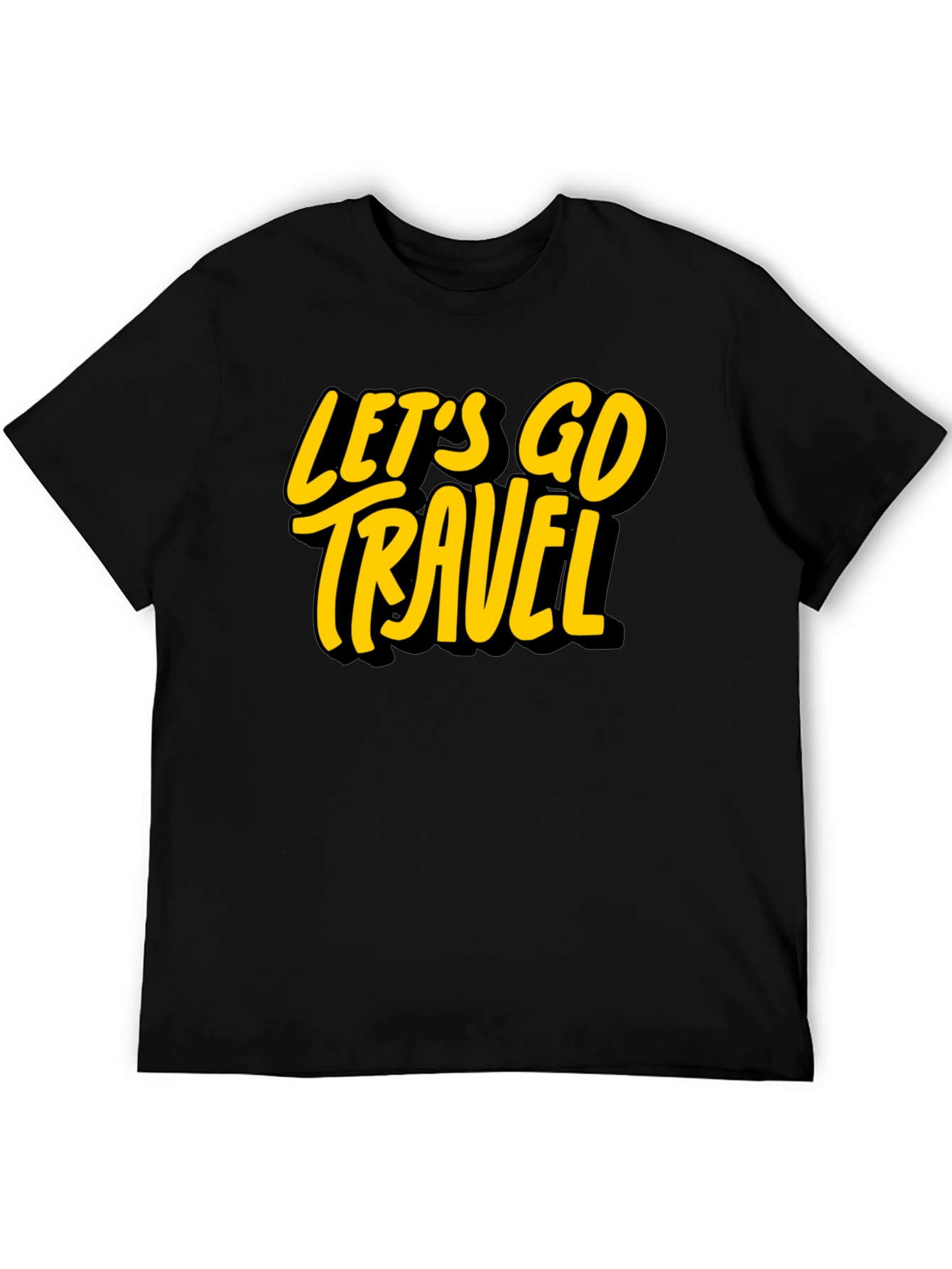 Lets Go Travel Black Graphic Tee Shirt