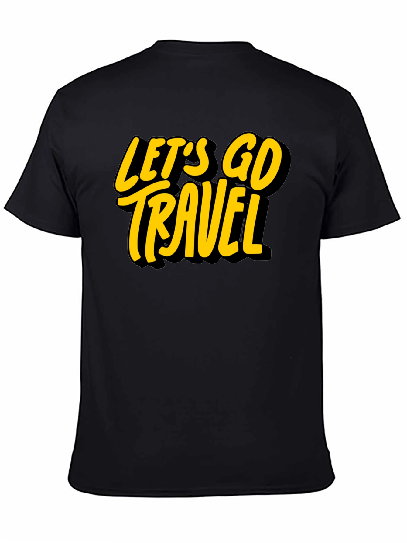 Lets Go Travel Black Graphic Tee Shirt