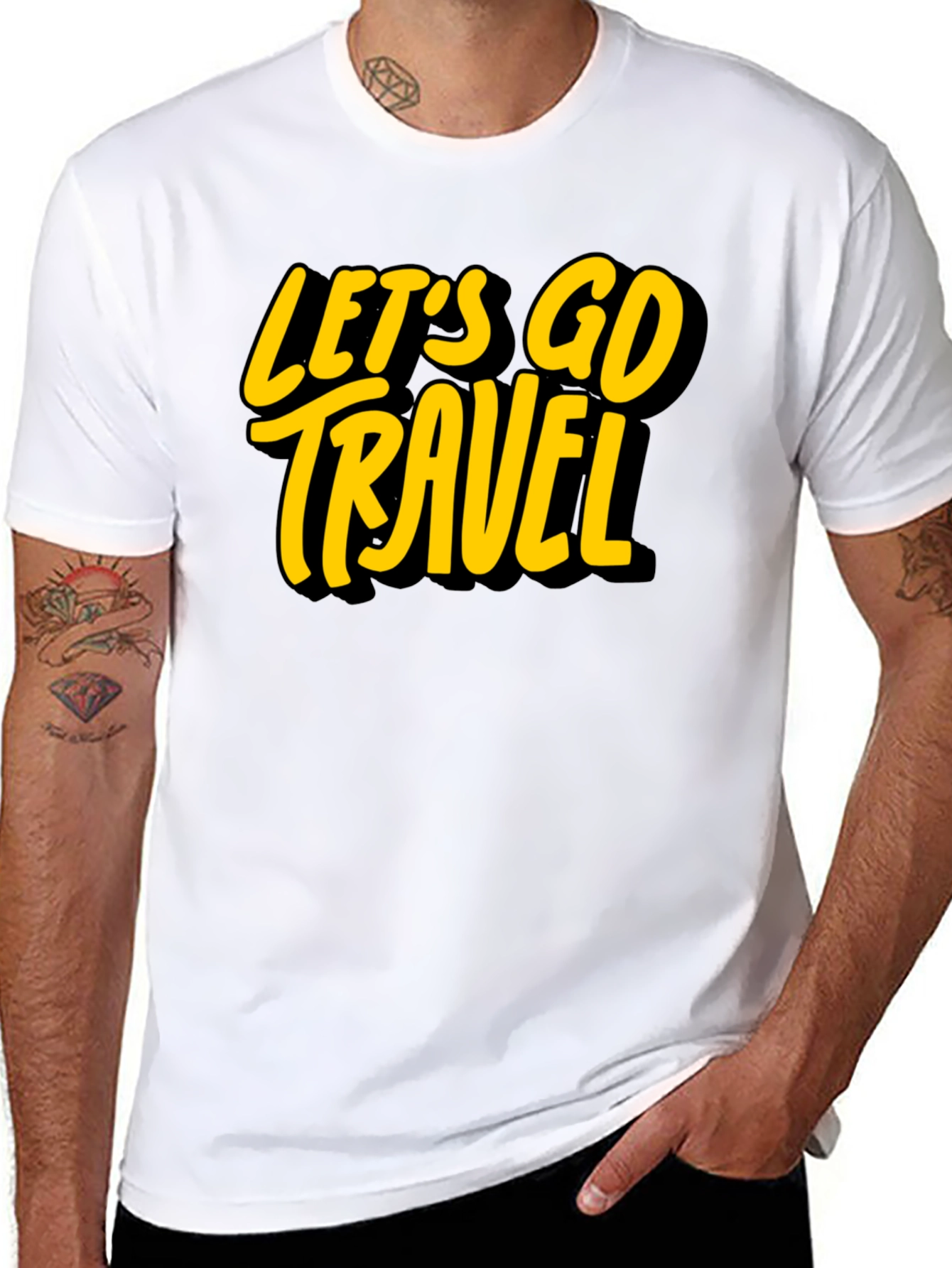 Lets Go Travel Black Graphic Tee Shirt