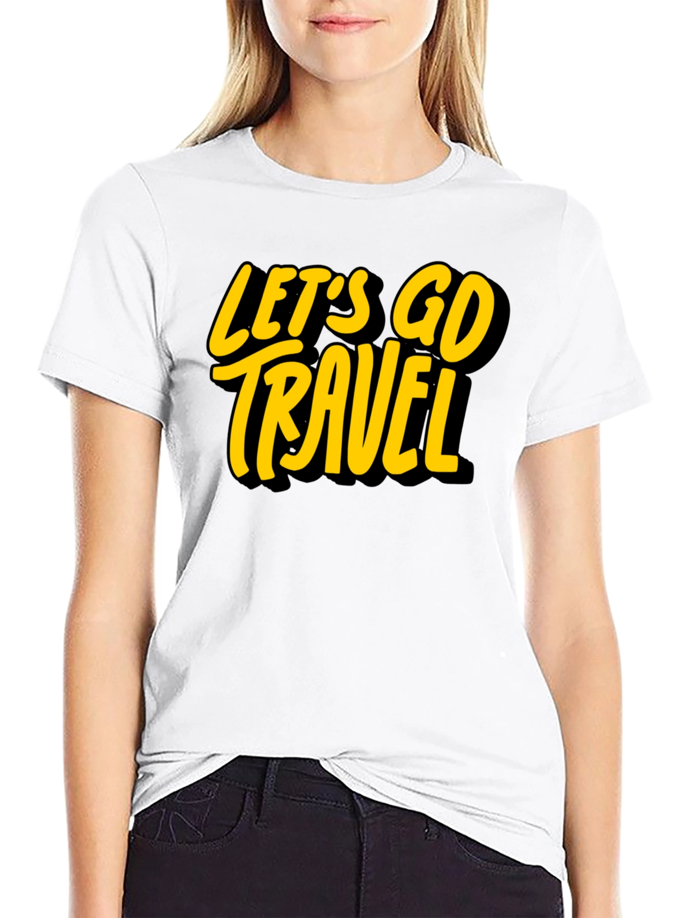 Lets Go Travel Black Graphic Tee Shirt