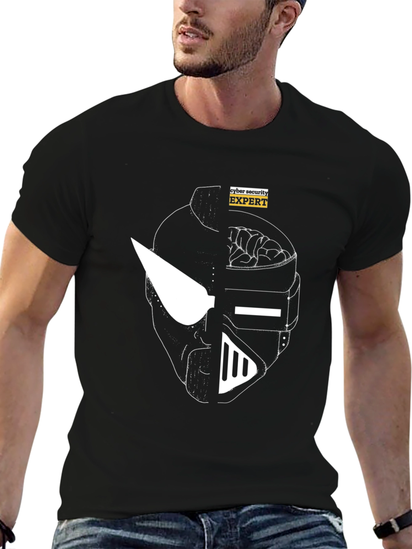 Cyber Security Expert Graphic Tee - Black Cotton Shirt