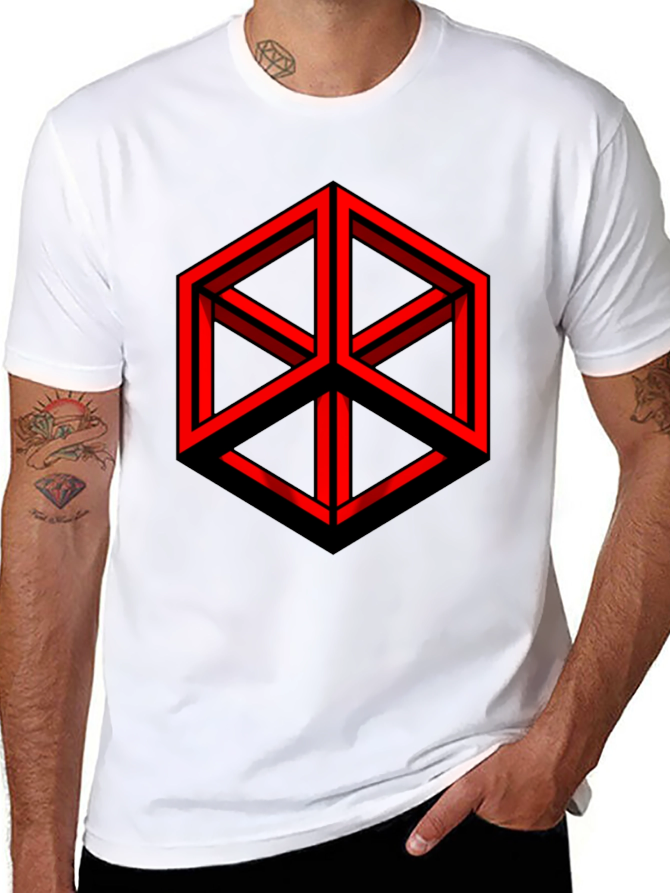Impossible Cube Graphic Tee - Mens Black T-Shirt