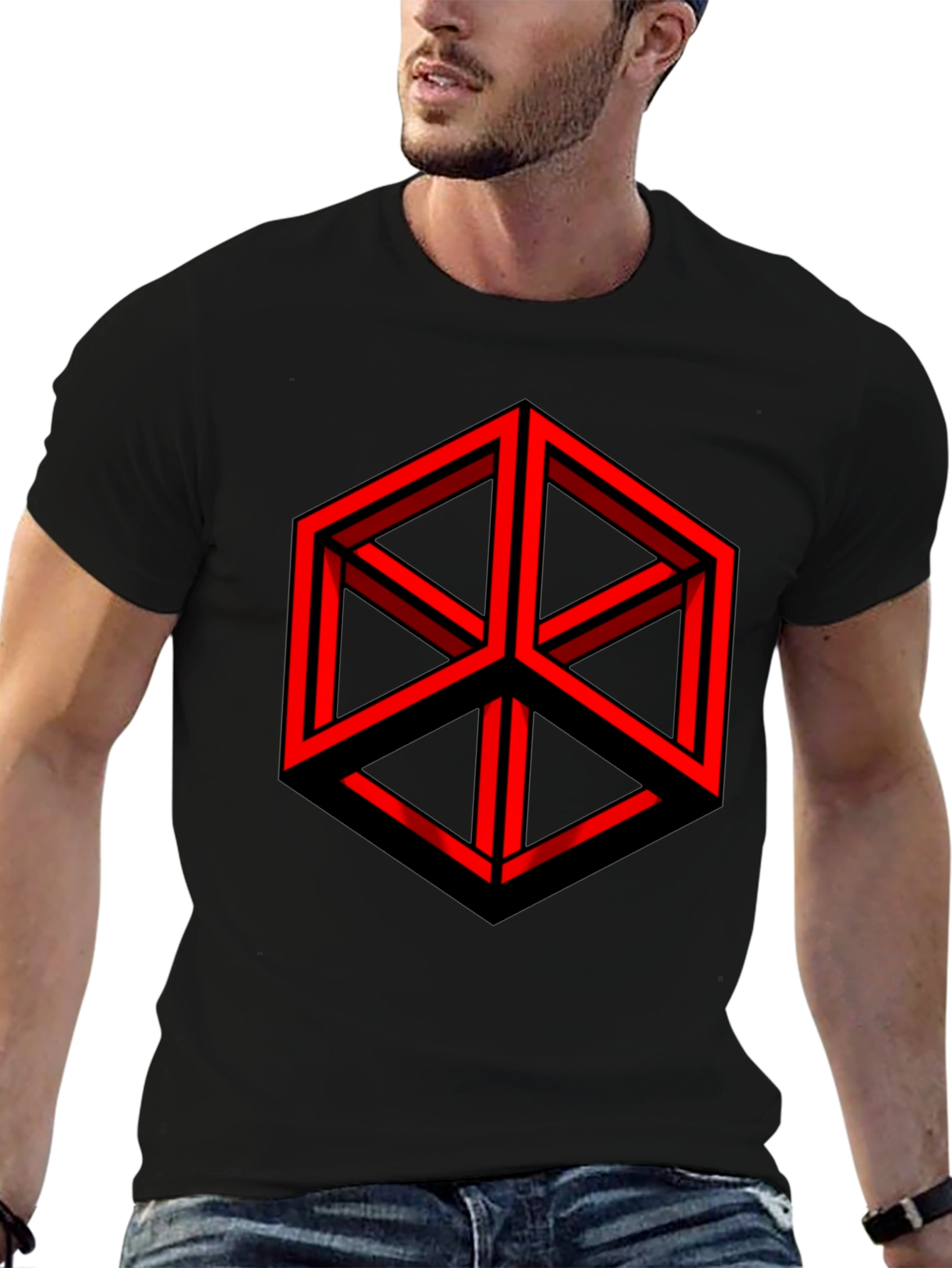 Impossible Cube Graphic Tee - Mens Black T-Shirt