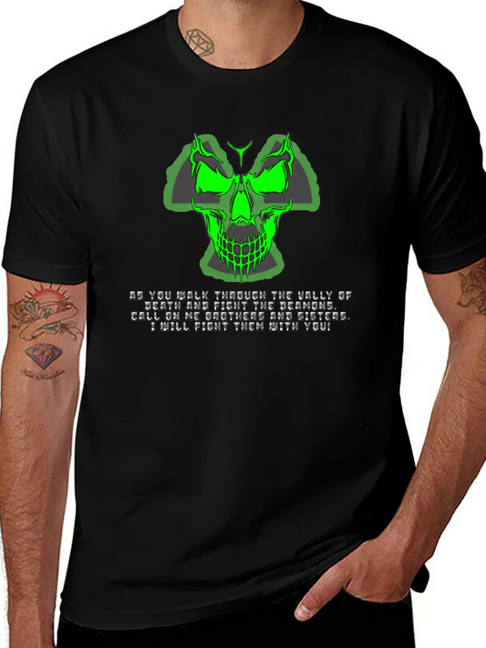 Green Skull Graphic T-Shirt - Mens Black Tee