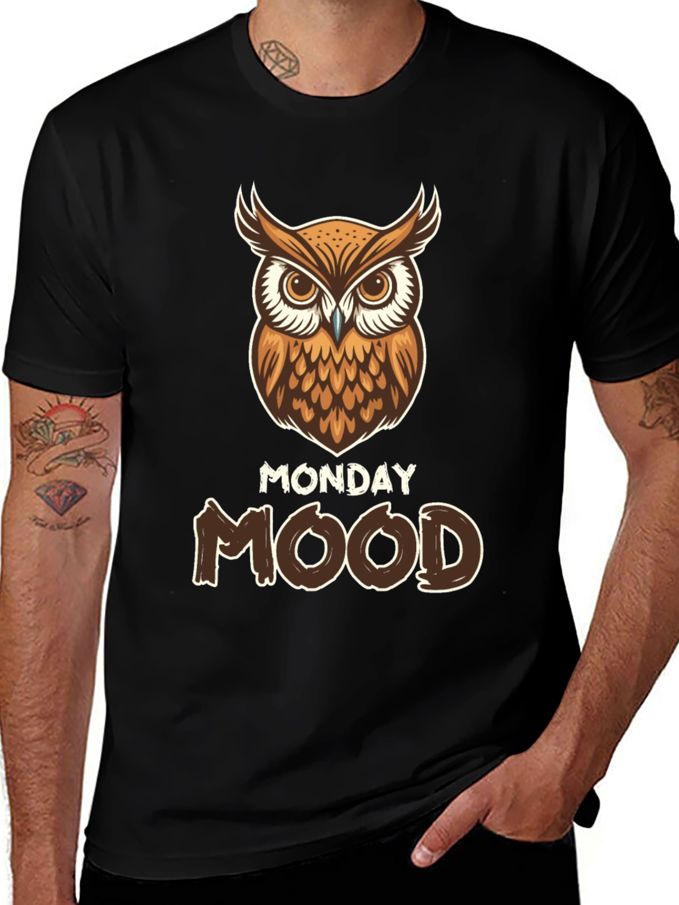 Monday Mood Owl Graphic T-Shirt