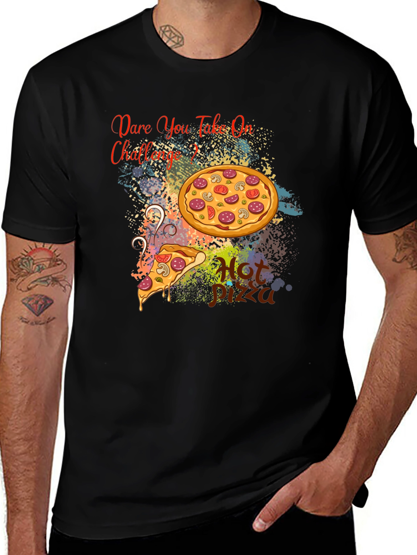 Dare You Take On Pizza Challenge Black T-Shirt