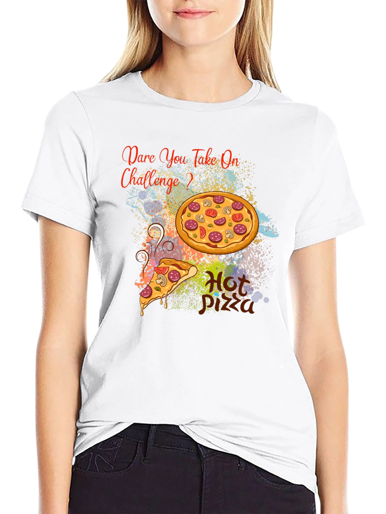 Dare You Take On Pizza Challenge Black T-Shirt