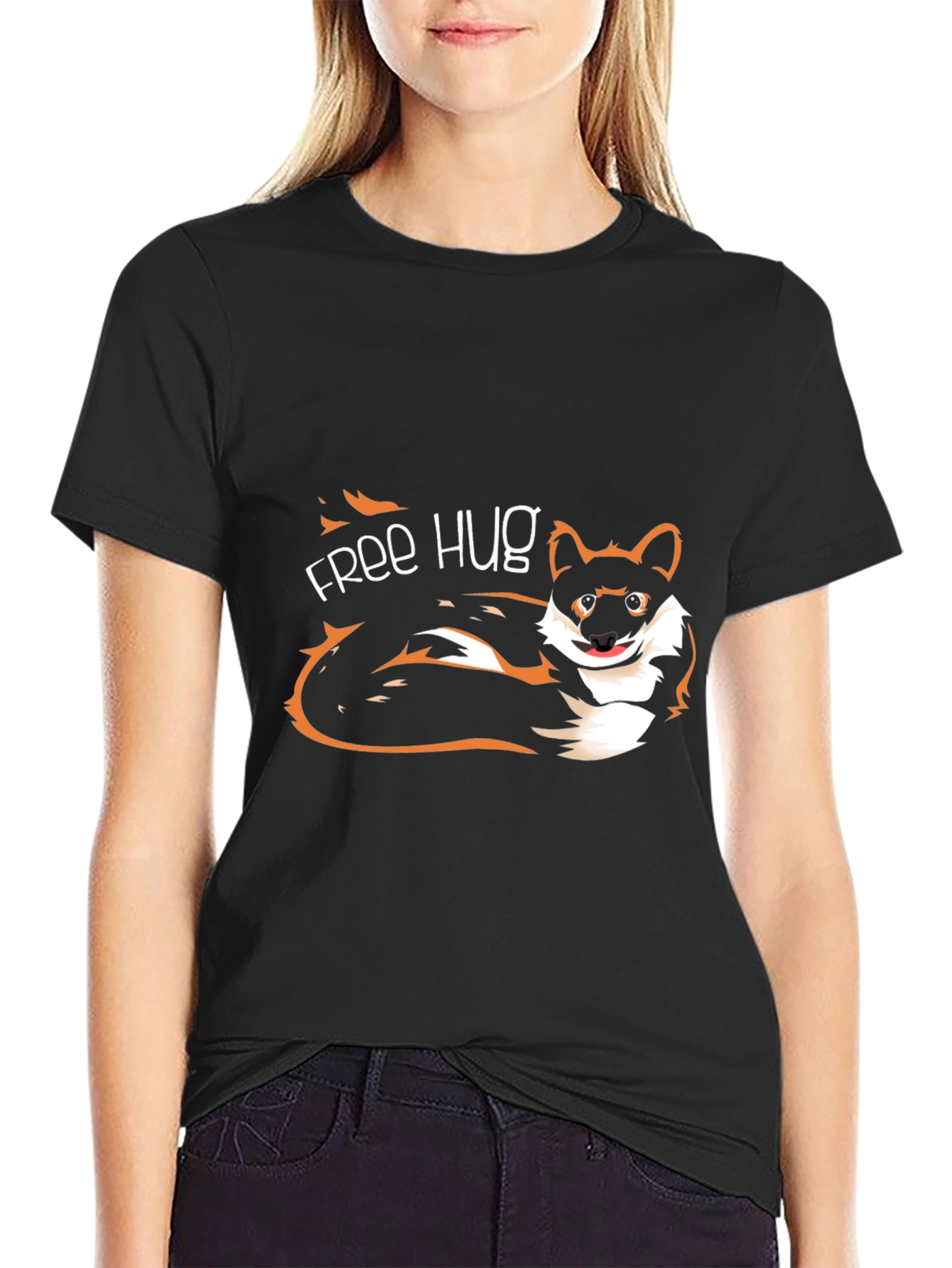 Free Hug Dog Graphic T-Shirt - Unisex Casual Tee