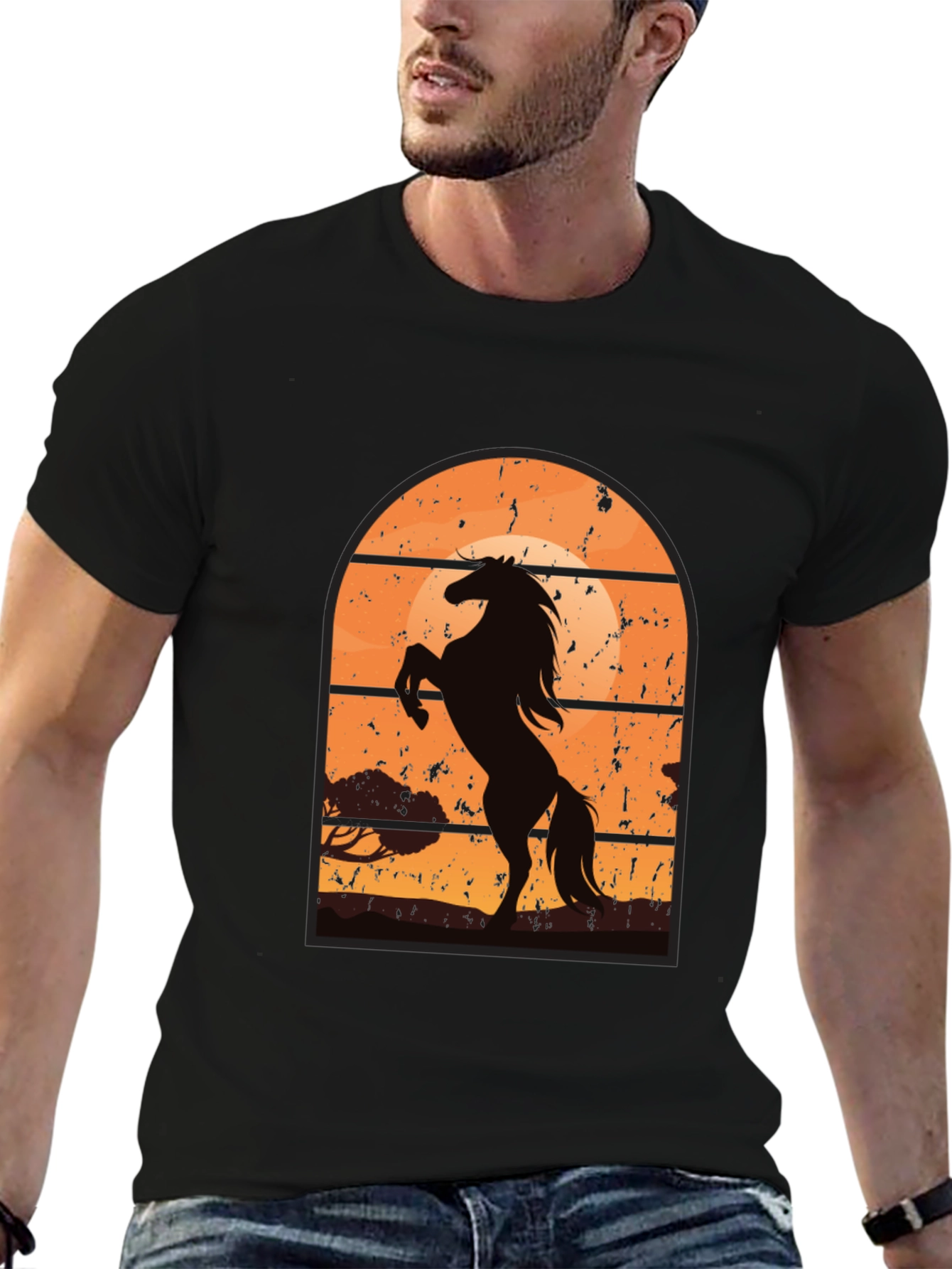 Horse Sunset Graphic T-Shirt