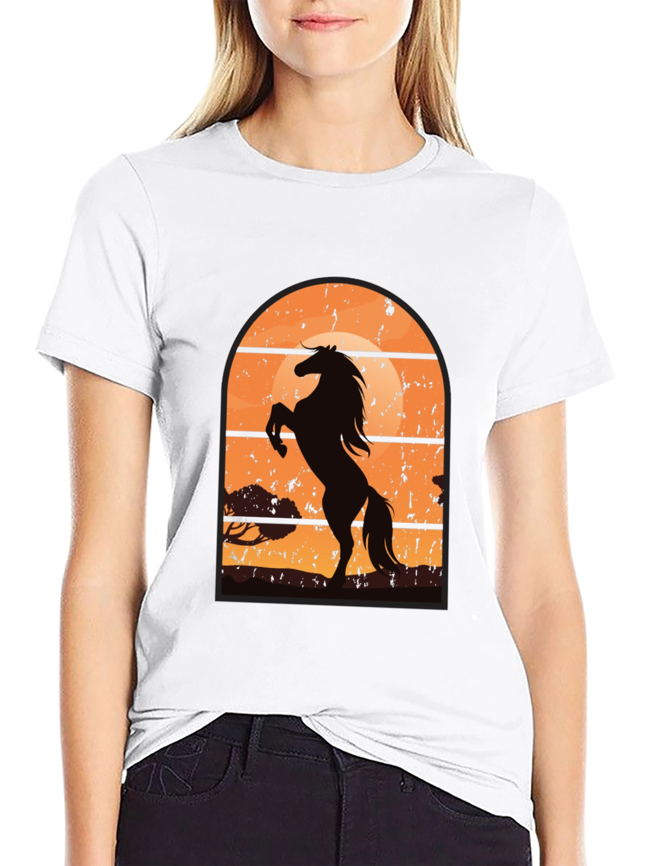 Horse Sunset Graphic T-Shirt
