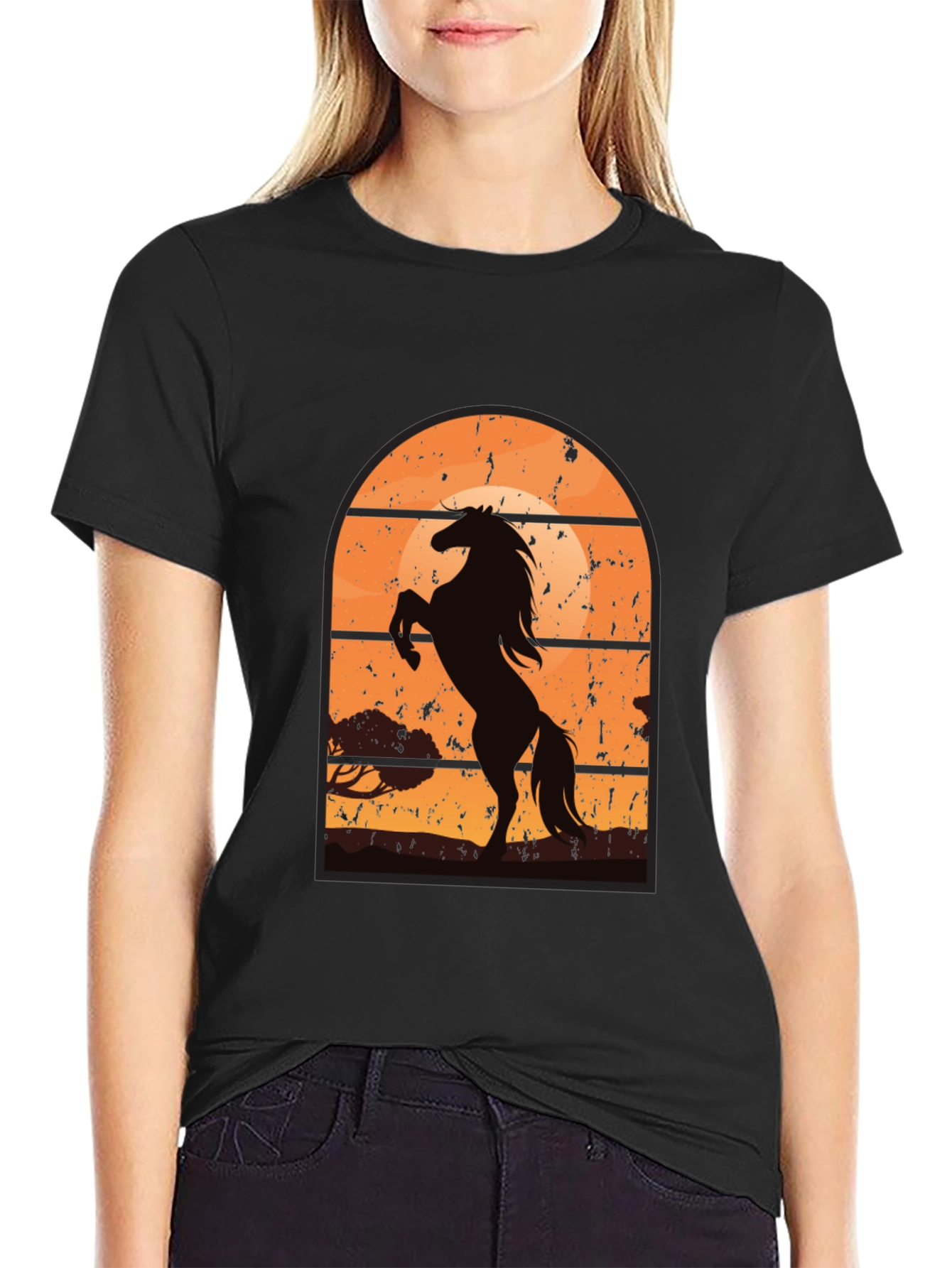 Horse Sunset Graphic T-Shirt