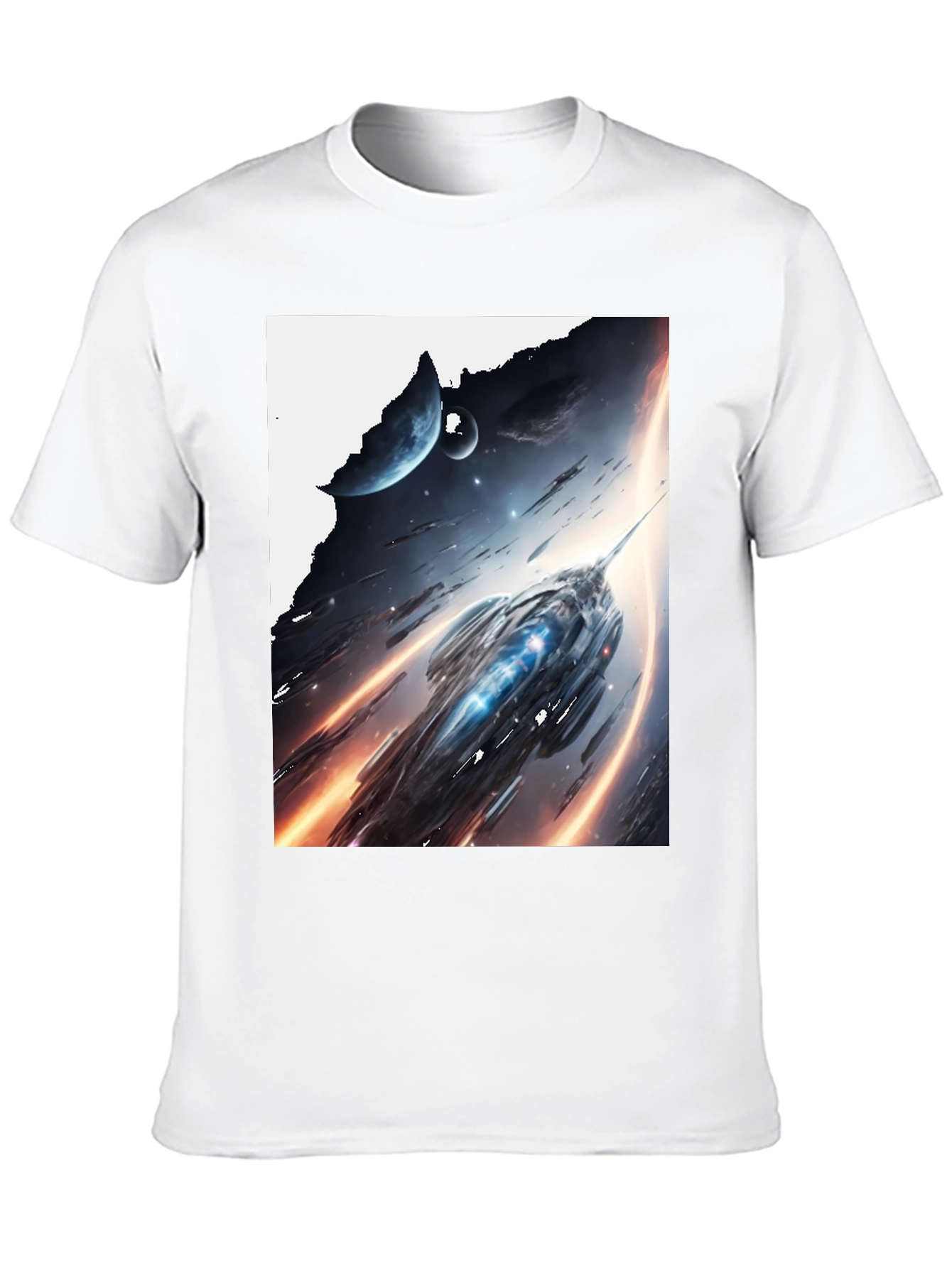 Sci-Fi Spaceship Graphic Tee - Premium Black Cotton