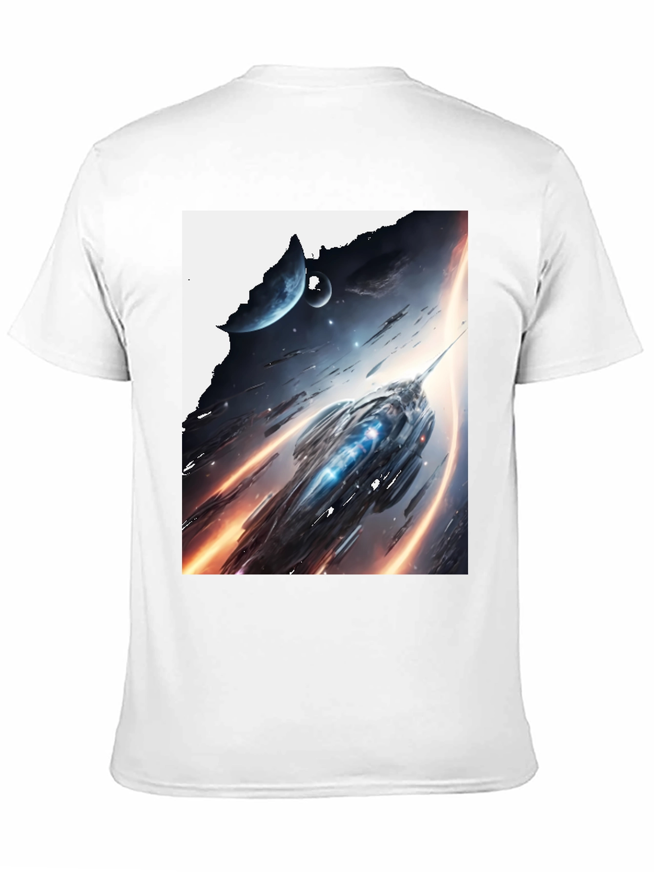 Sci-Fi Spaceship Graphic Tee - Premium Black Cotton
