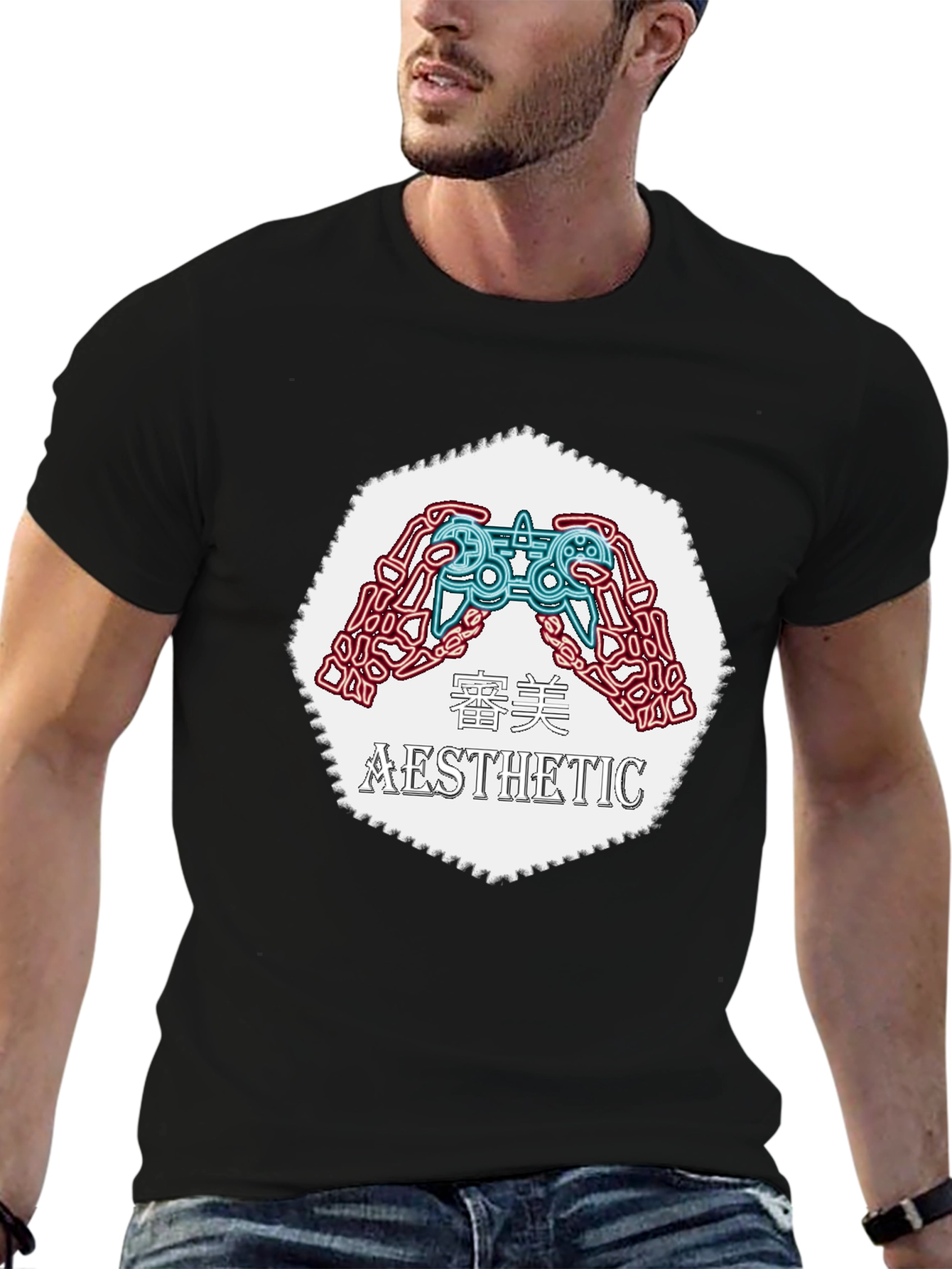 Aesthetic Gamer Graphic Tee - Black