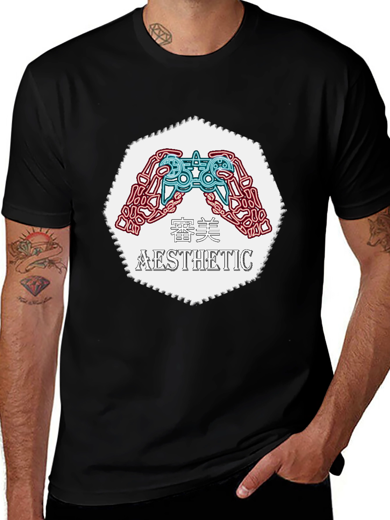 Aesthetic Gamer Graphic Tee - Black