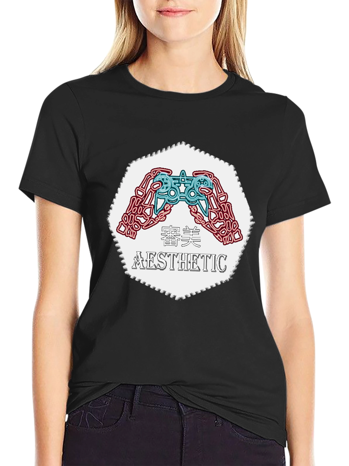 Aesthetic Gamer Graphic Tee - Black