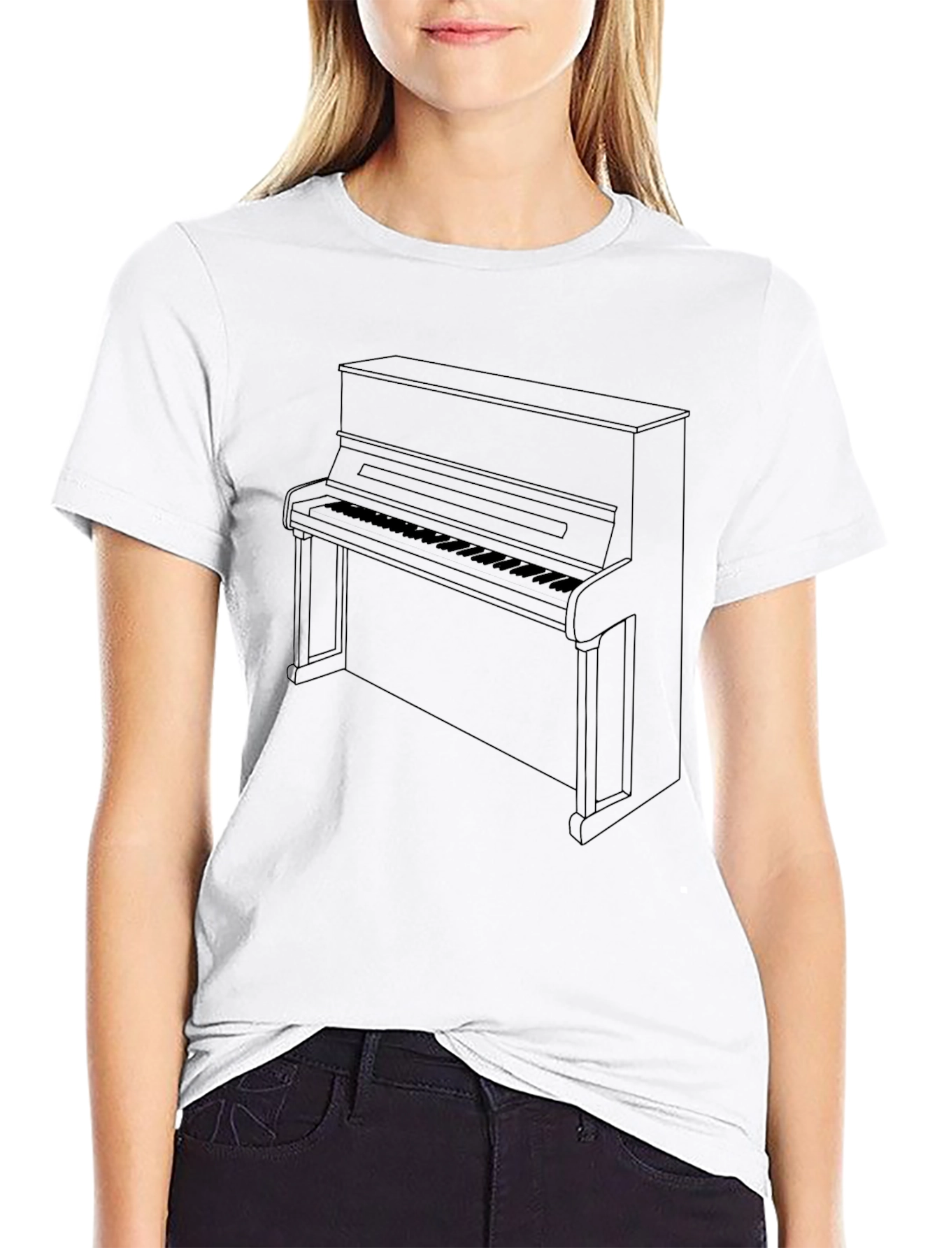 Piano Outline Graphic Tee - Musicians T-Shirt