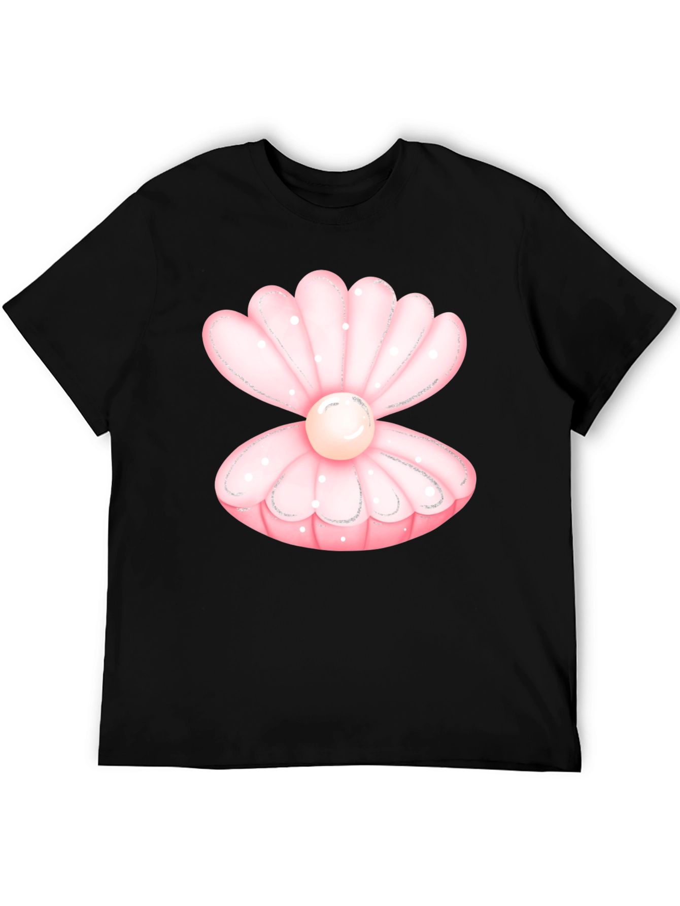 Oyster Pearl Graphic Tee - Black Cotton Casual T-Shirt