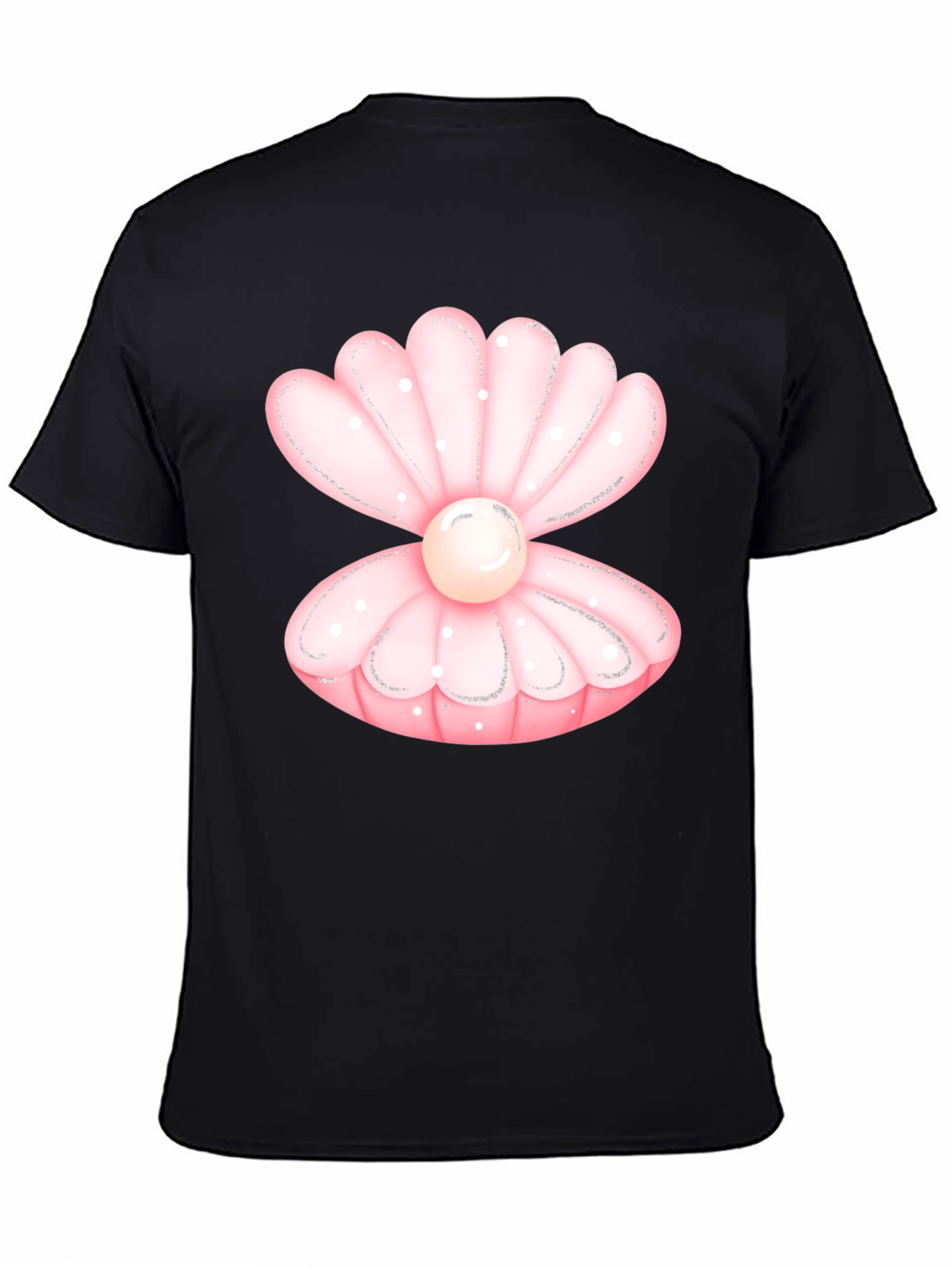 Oyster Pearl Graphic Tee - Black Cotton Casual T-Shirt