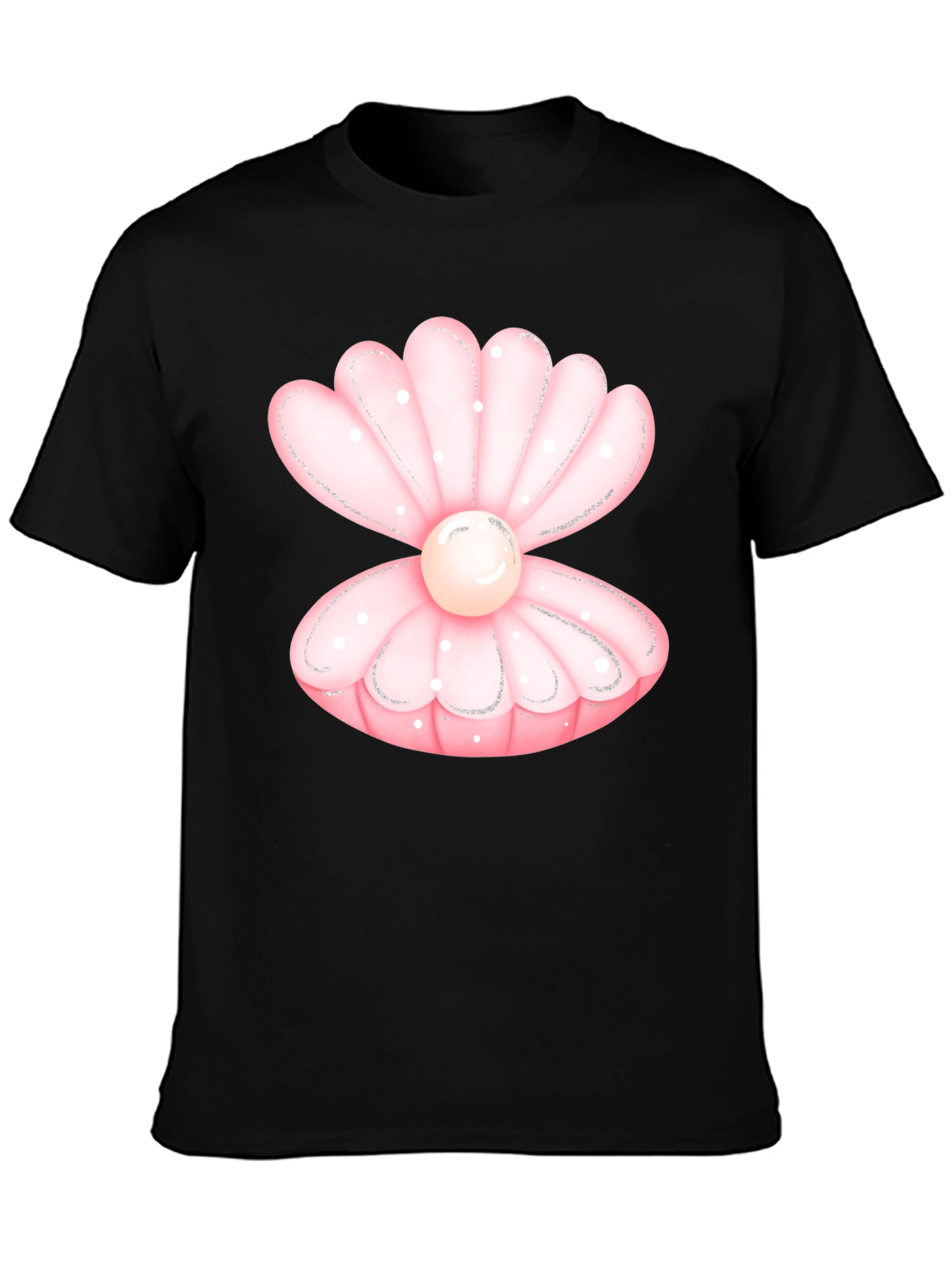 Oyster Pearl Graphic Tee - Black Cotton Casual T-Shirt