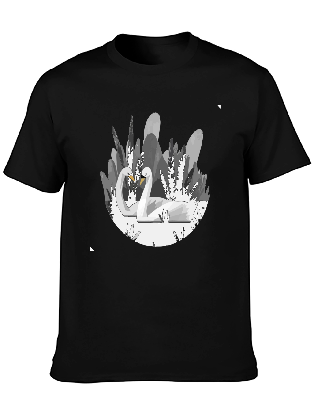 Elegant Swan Graphic T-Shirt - Soft Black Cotton Tee