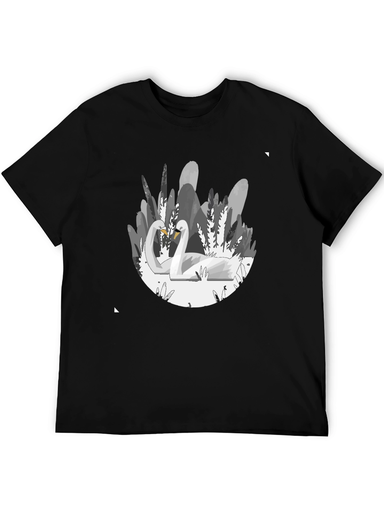 Elegant Swan Graphic T-Shirt - Soft Black Cotton Tee