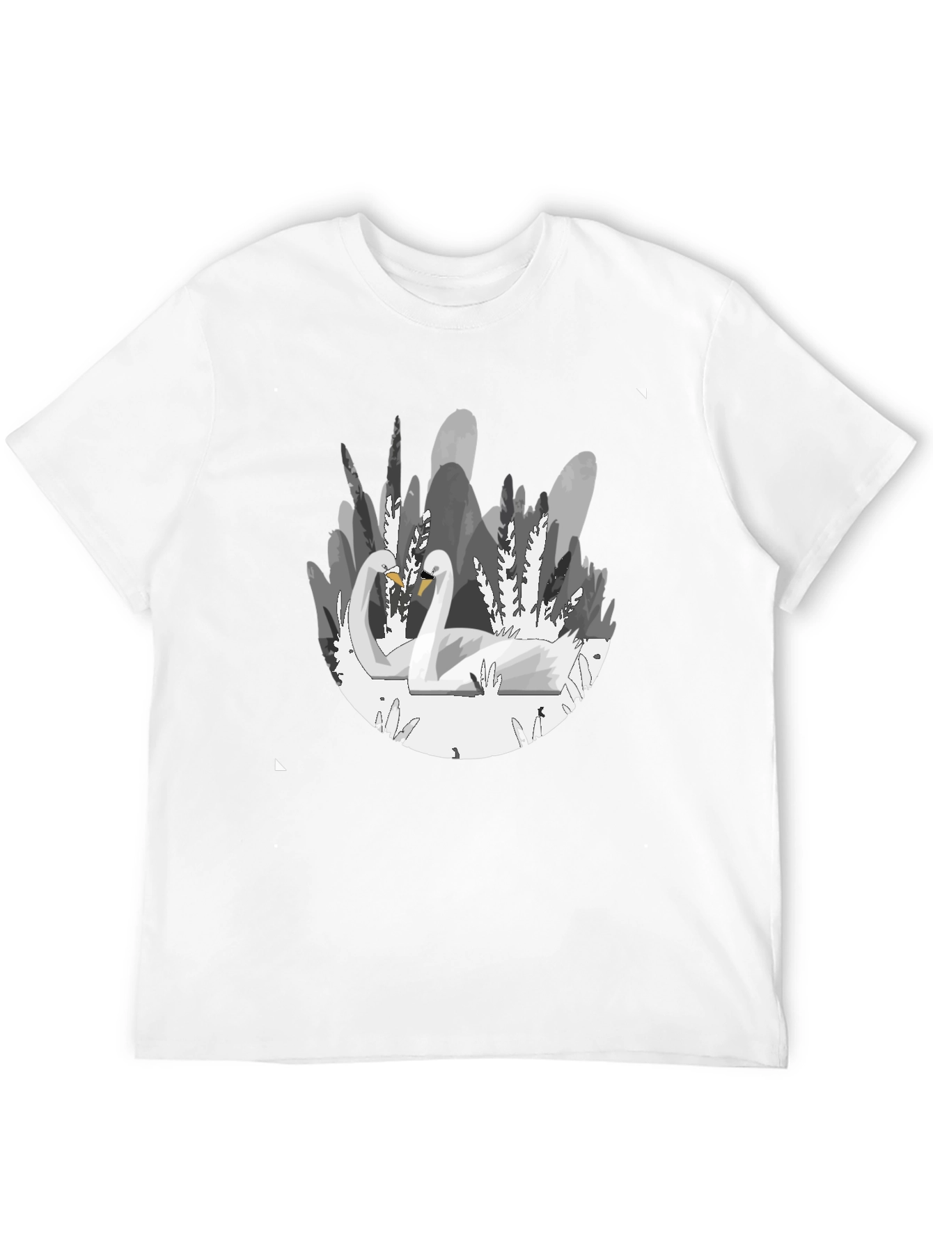 Elegant Swan Graphic T-Shirt - Soft Black Cotton Tee