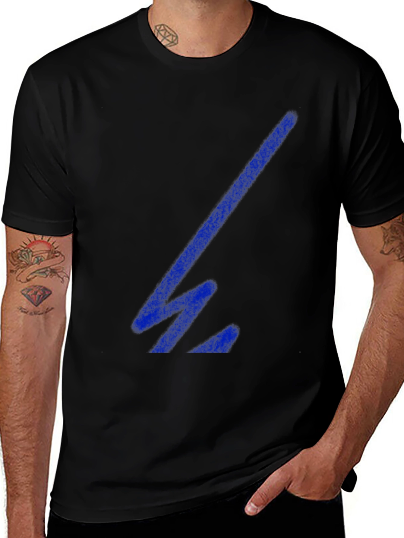 Cool Black T-Shirt with Blue Geometric Design