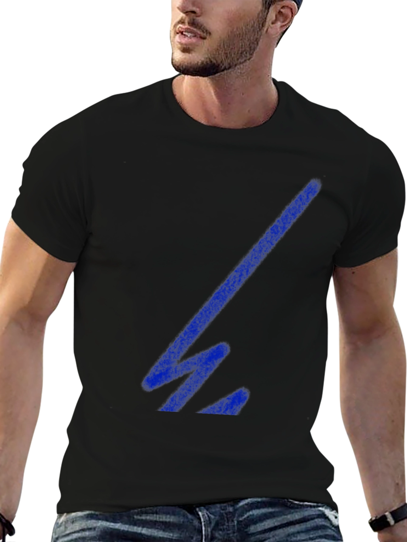 Cool Black T-Shirt with Blue Geometric Design
