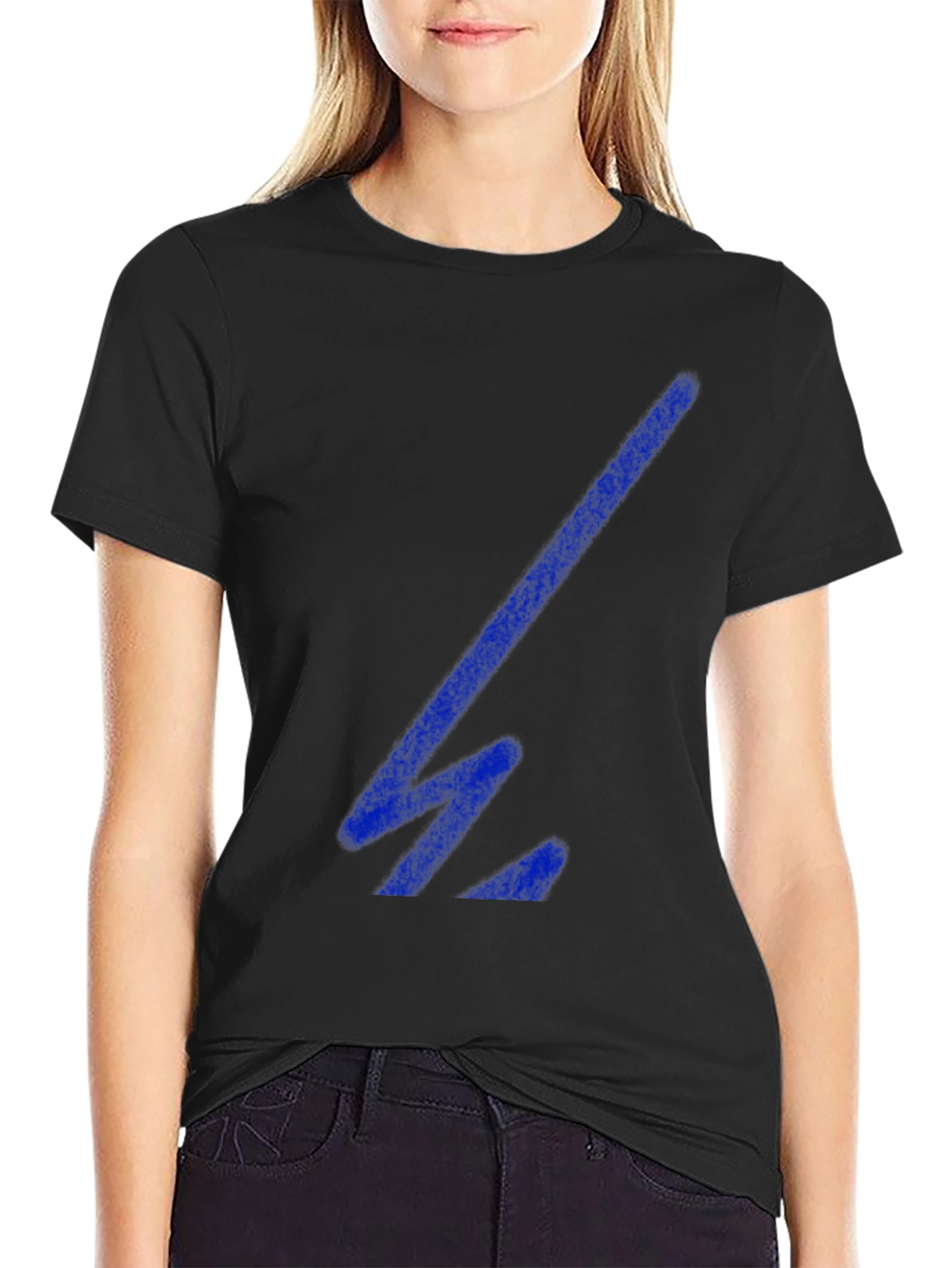 Cool Black T-Shirt with Blue Geometric Design