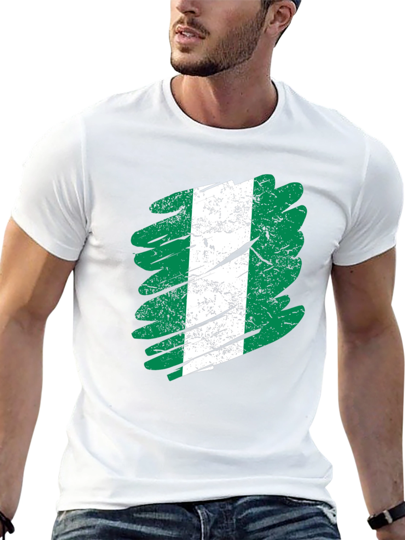 Nigeria Flag Brush Stroke T-Shirt